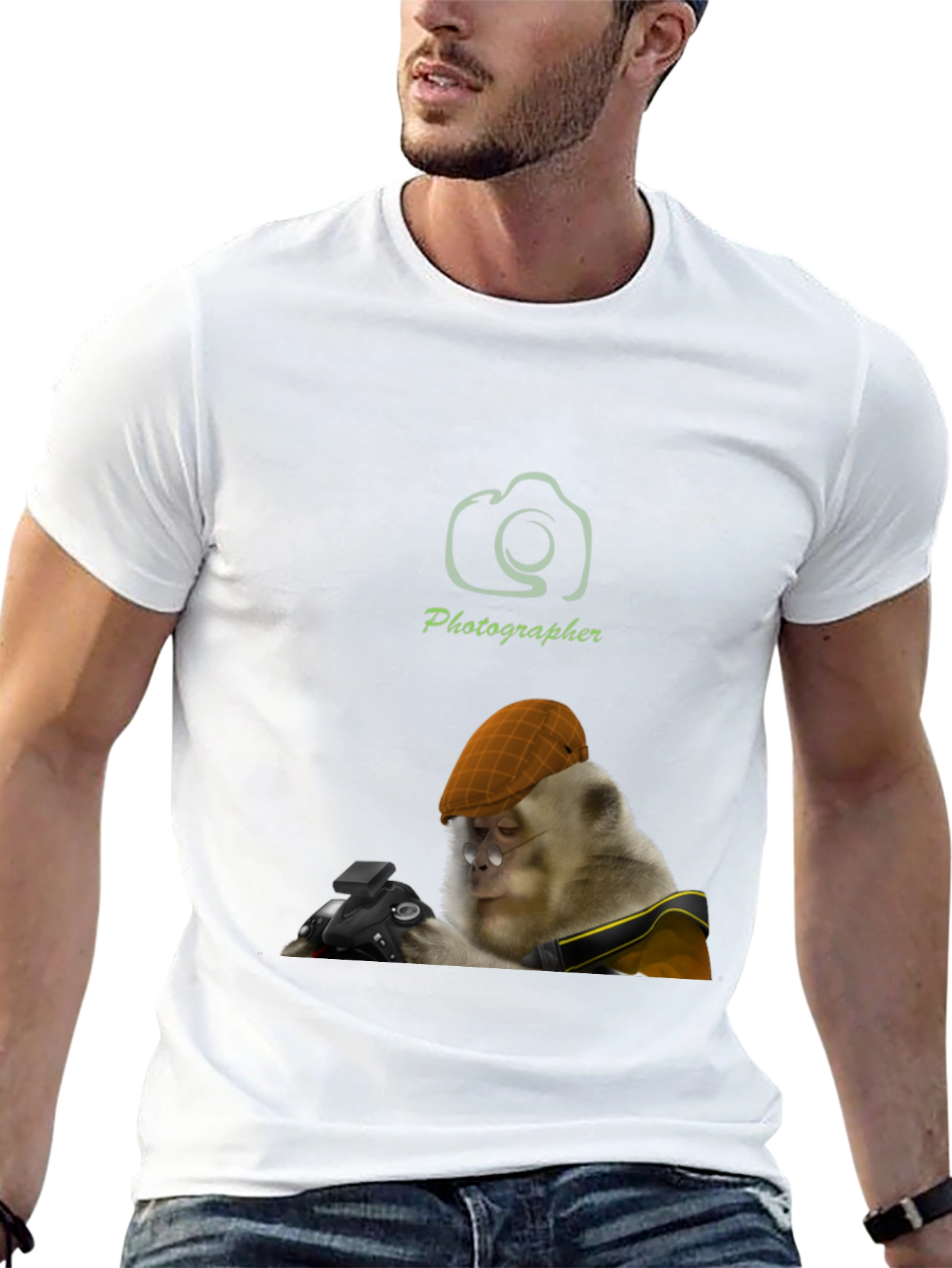 Monkey Photographer T-Shirt - Unique Graphic Tee