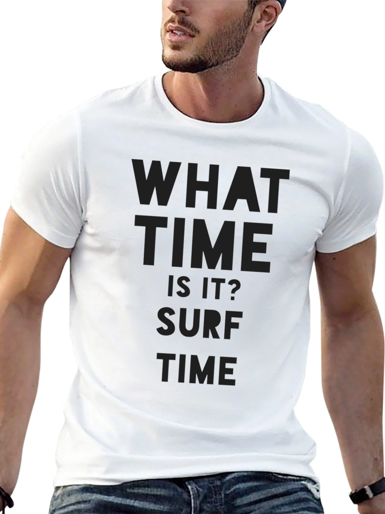 Surf Time T-Shirt - Black Crew Neck Tee