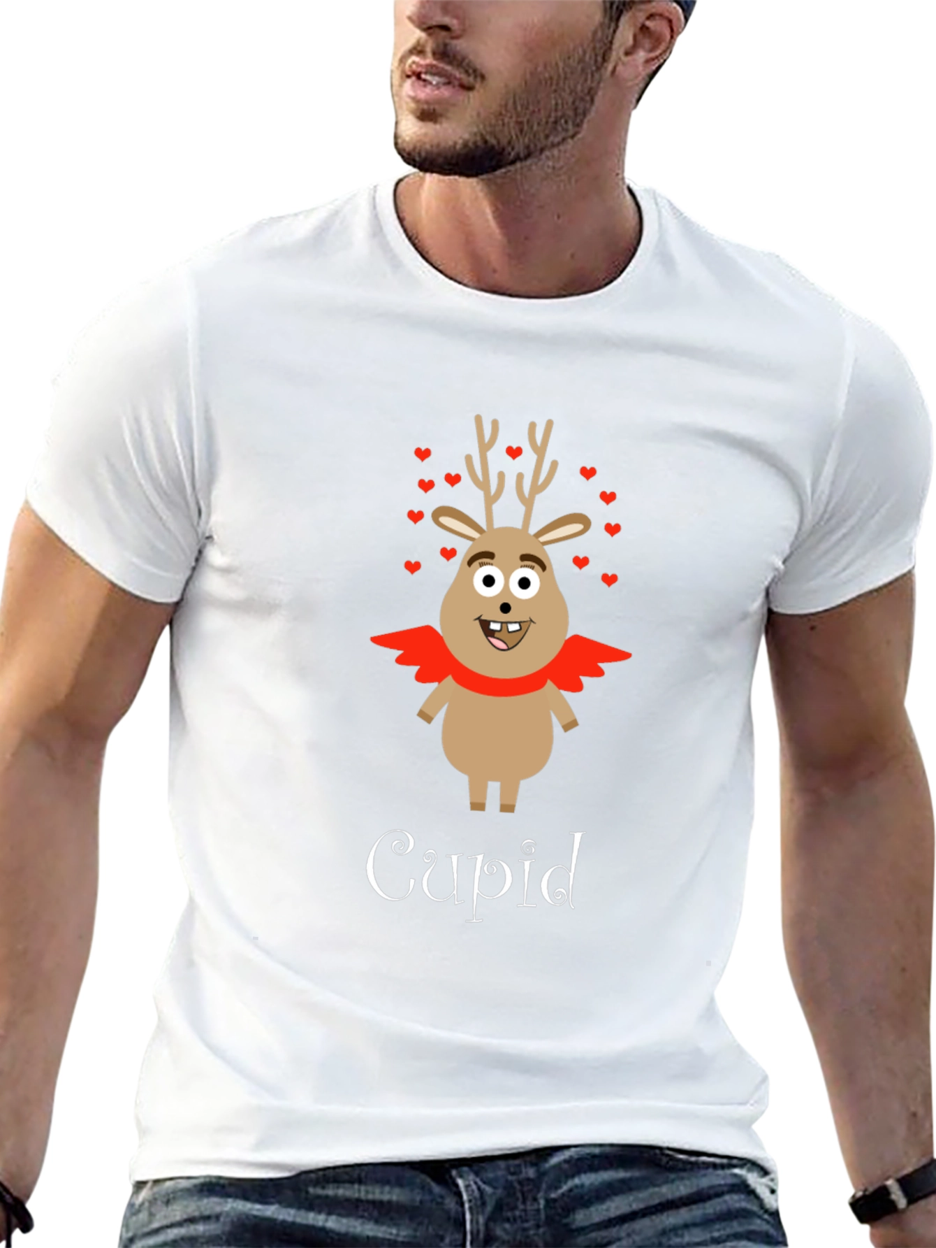 Cupid Reindeer Graphic T-Shirt
