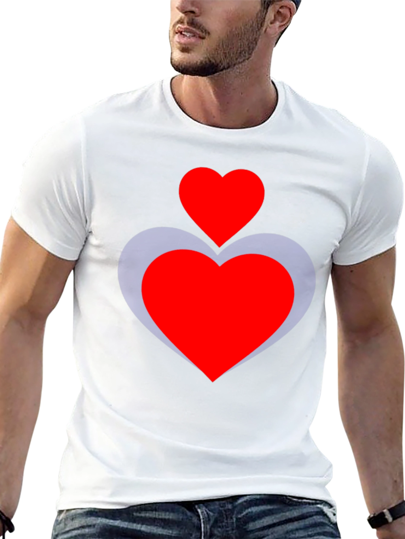 Heart Duo Graphic Tee - Stylish Black T-Shirt
