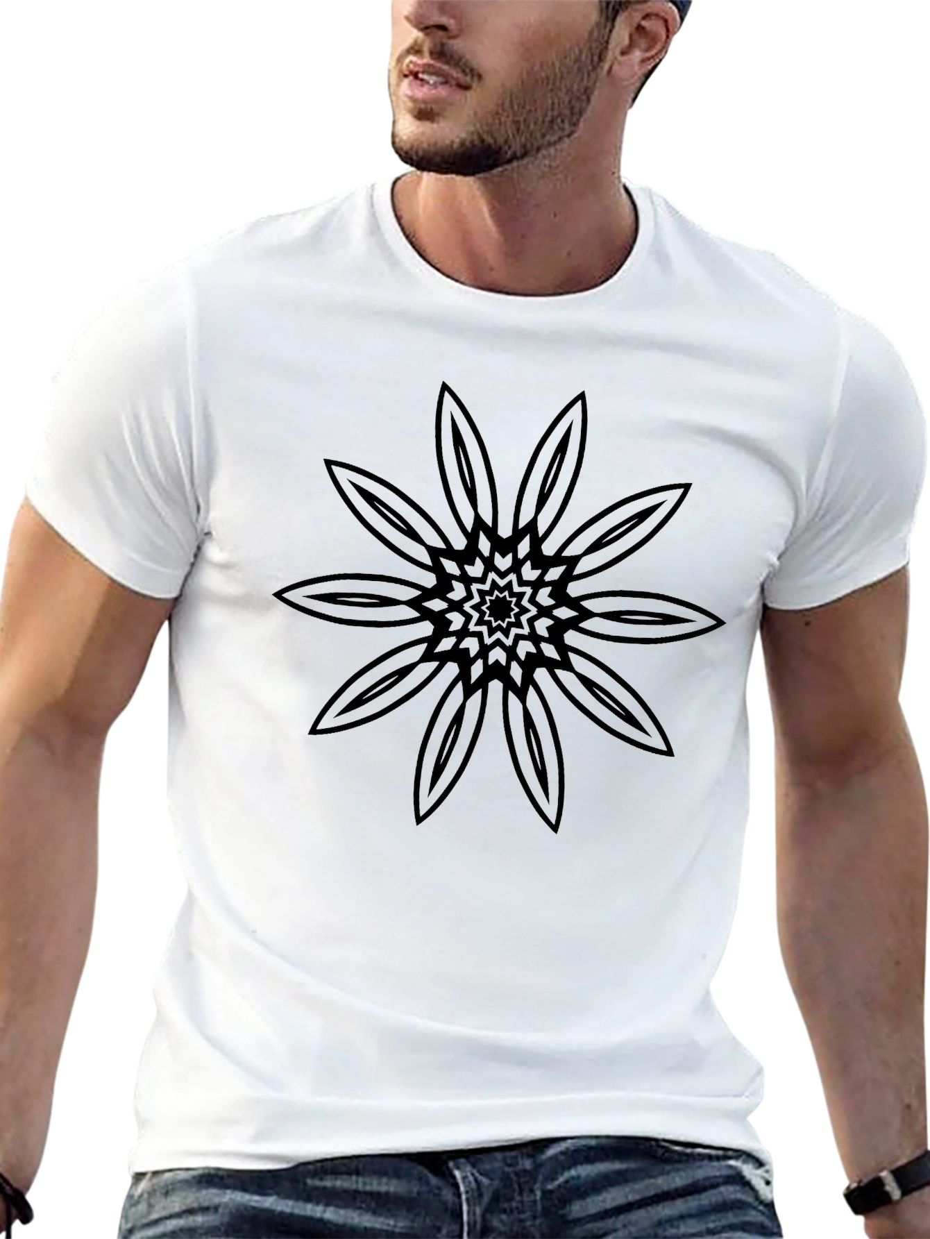 Black Floral Graphic Tee - Stylish Mens T-Shirt