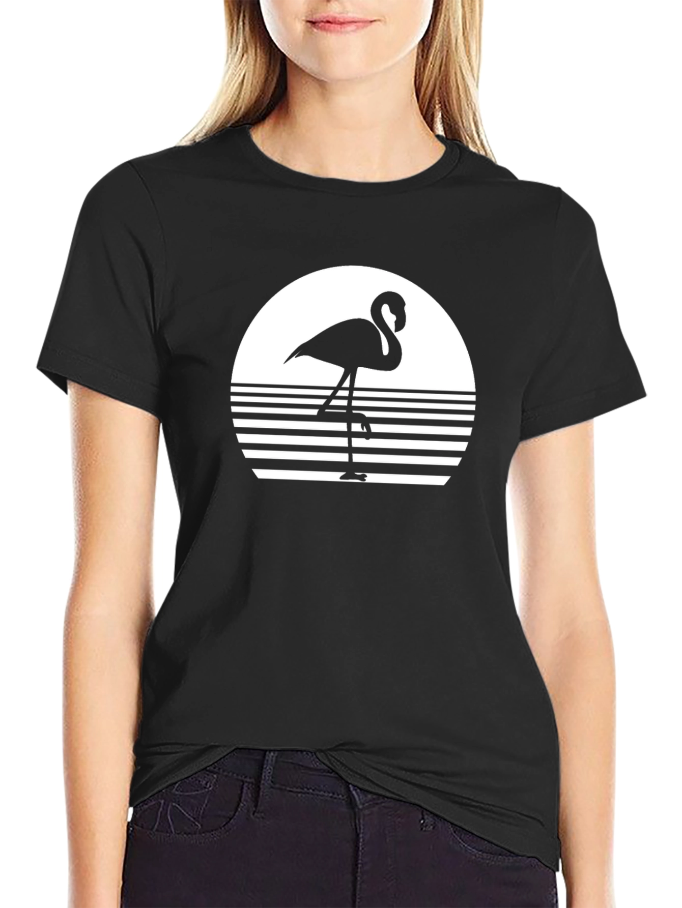 Black Flamingo Silhouette T-Shirt