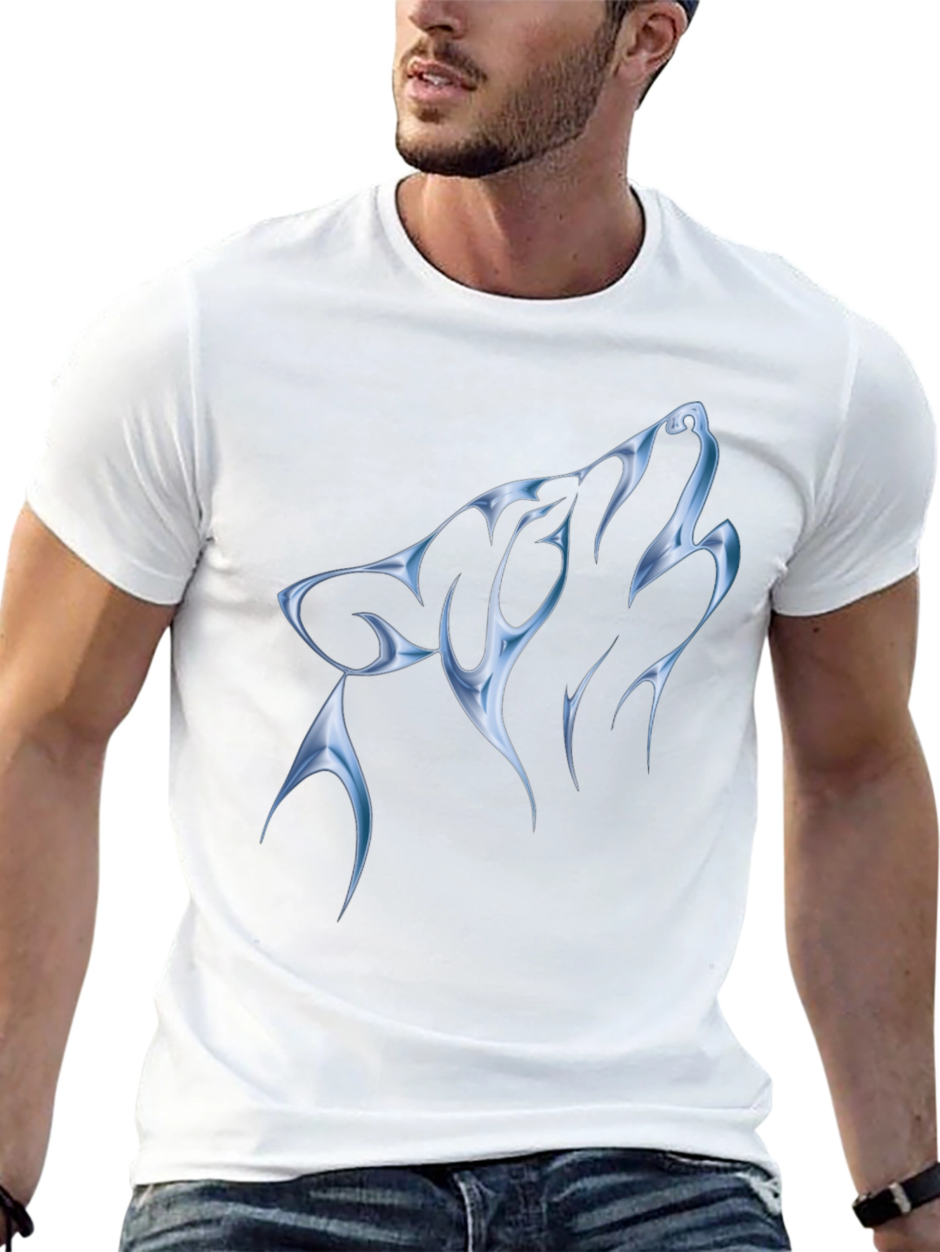 Wolf Graphic Print Black T-Shirt
