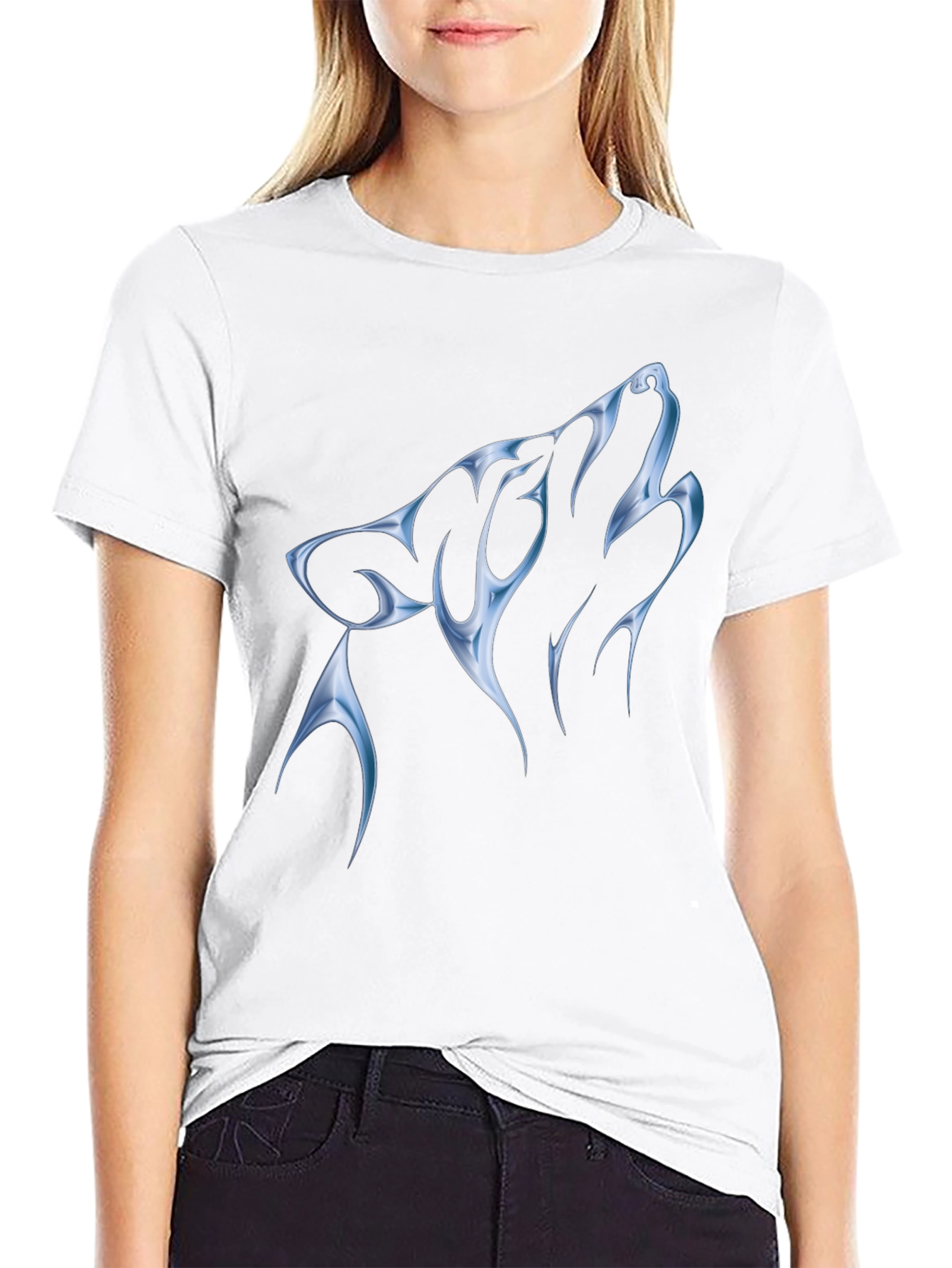 Wolf Graphic Print Black T-Shirt