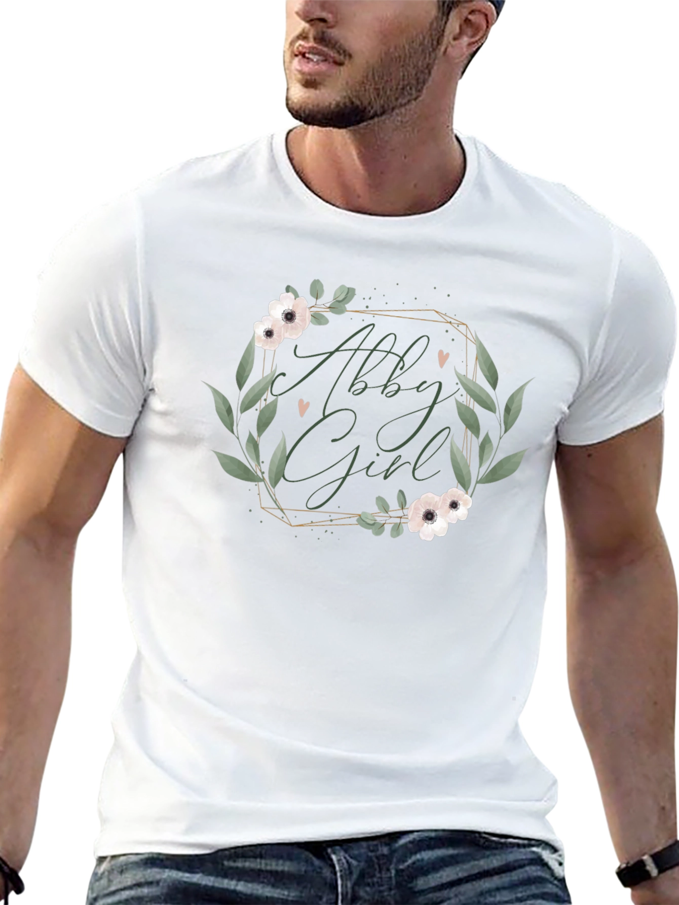Abby Girl Floral Wreath Black T-Shirt