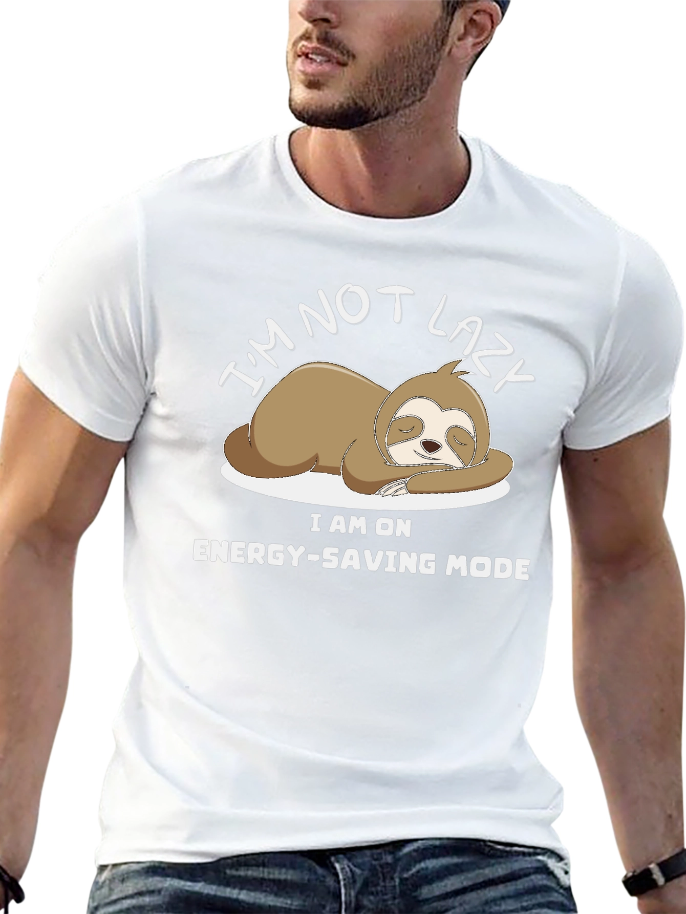 Lazy Sloth Energy-Saving Mode Black T-Shirt