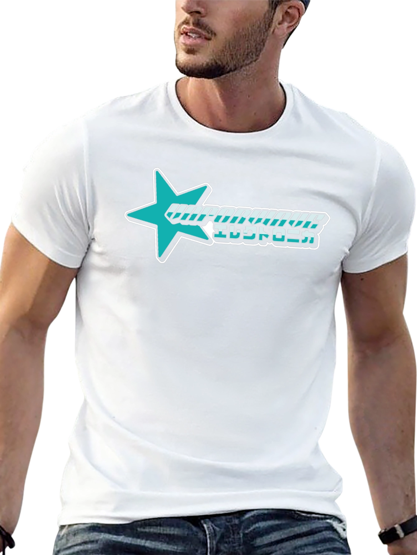 Vaporwave Electronica Star Graphic T-Shirt