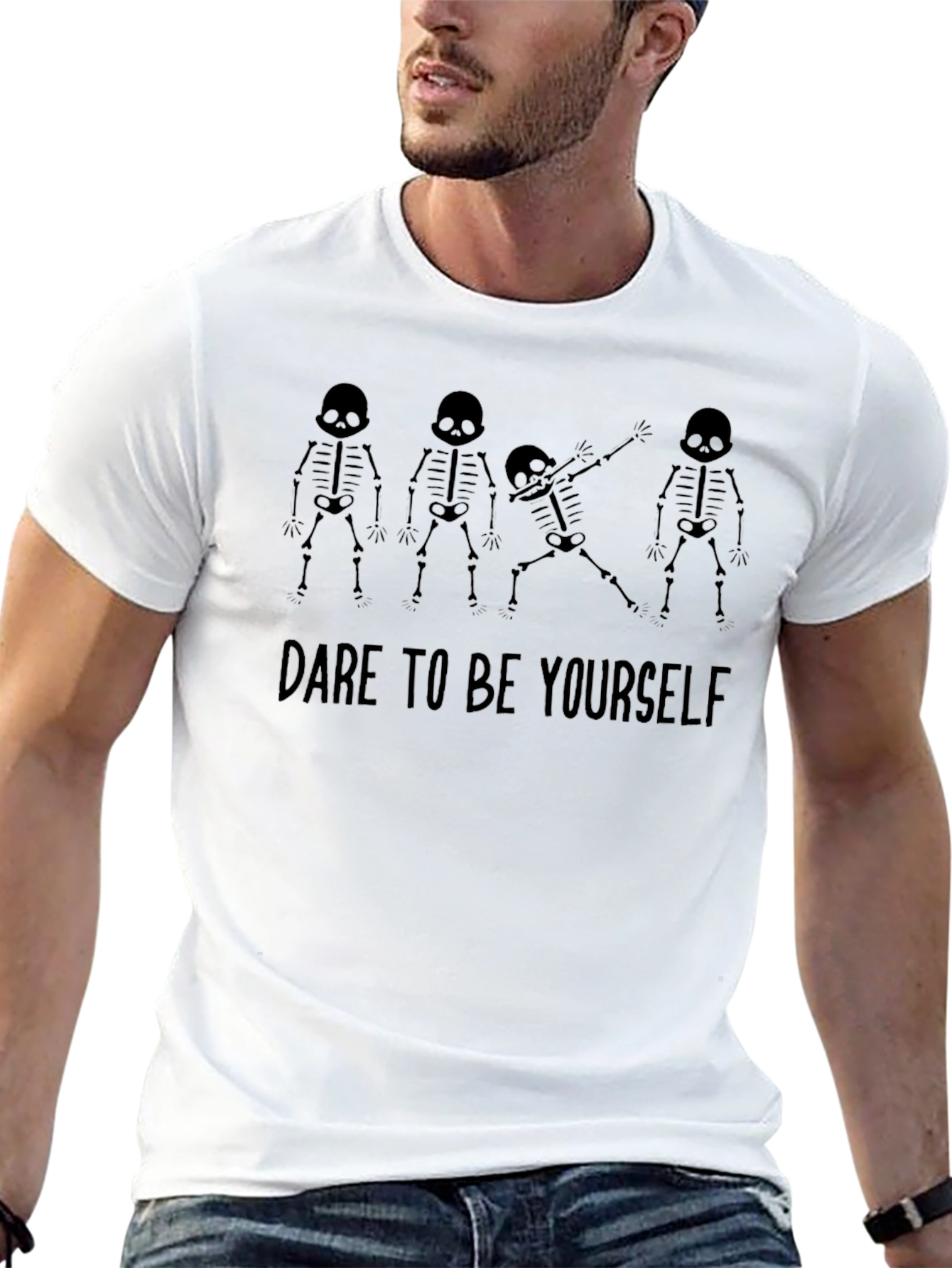 Dare To Be Yourself Skeleton Graphic Tee