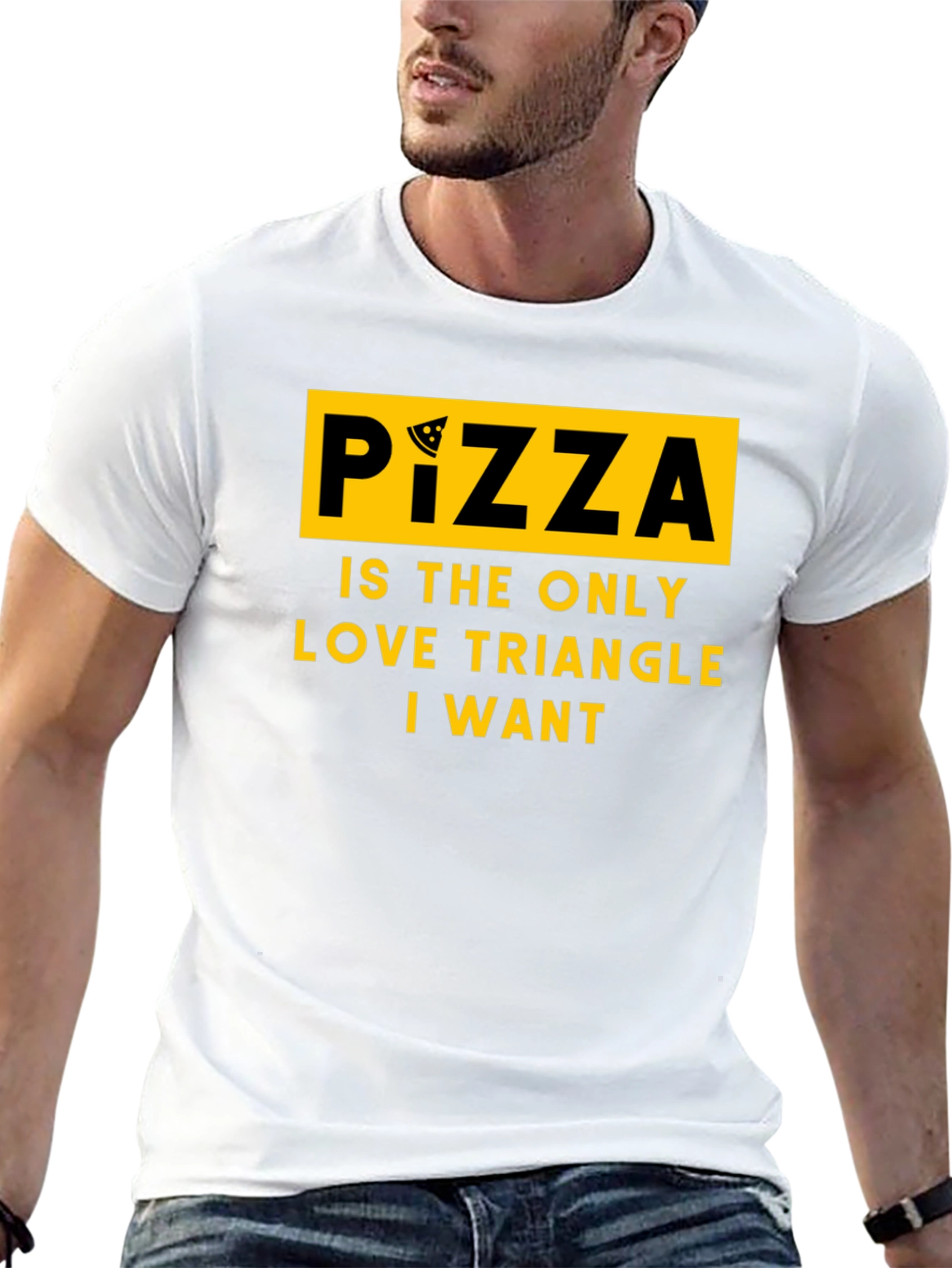 Pizza Love Triangle Graphic T-Shirt - Funny Foodie Tee