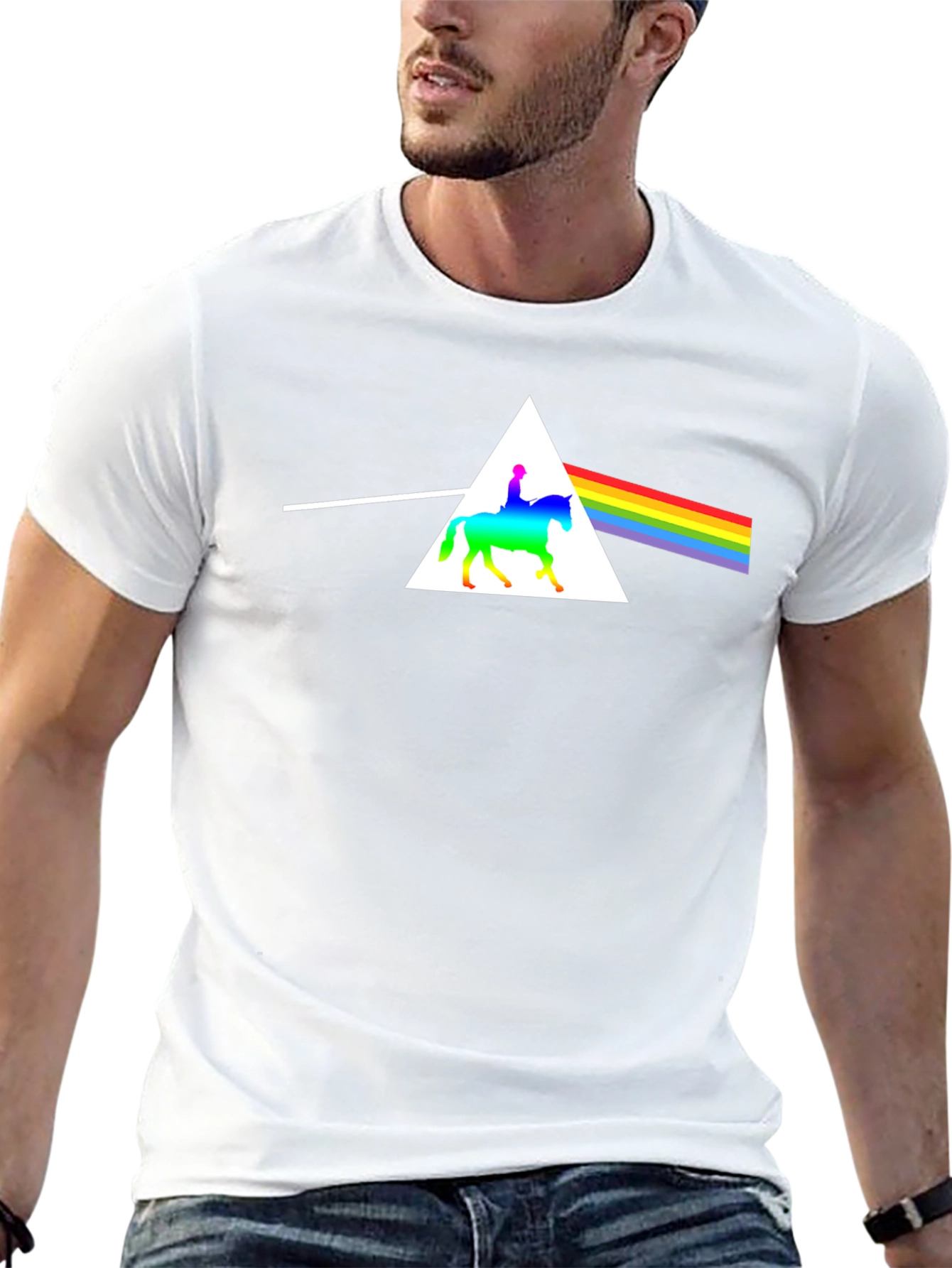 Rainbow Horse Rider Triangle T-Shirt