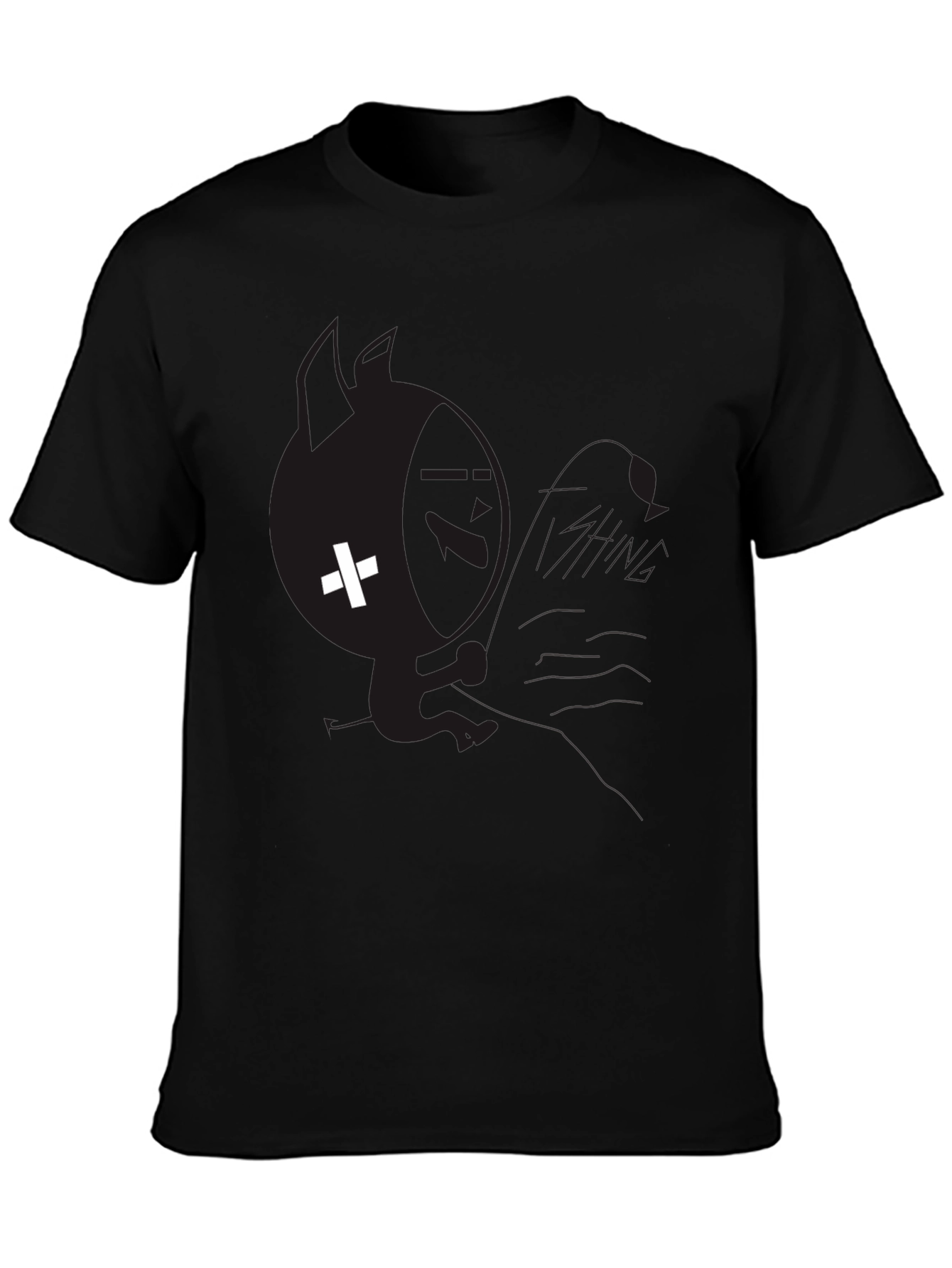 Mens Black Graphic T-Shirt with White Plus Design