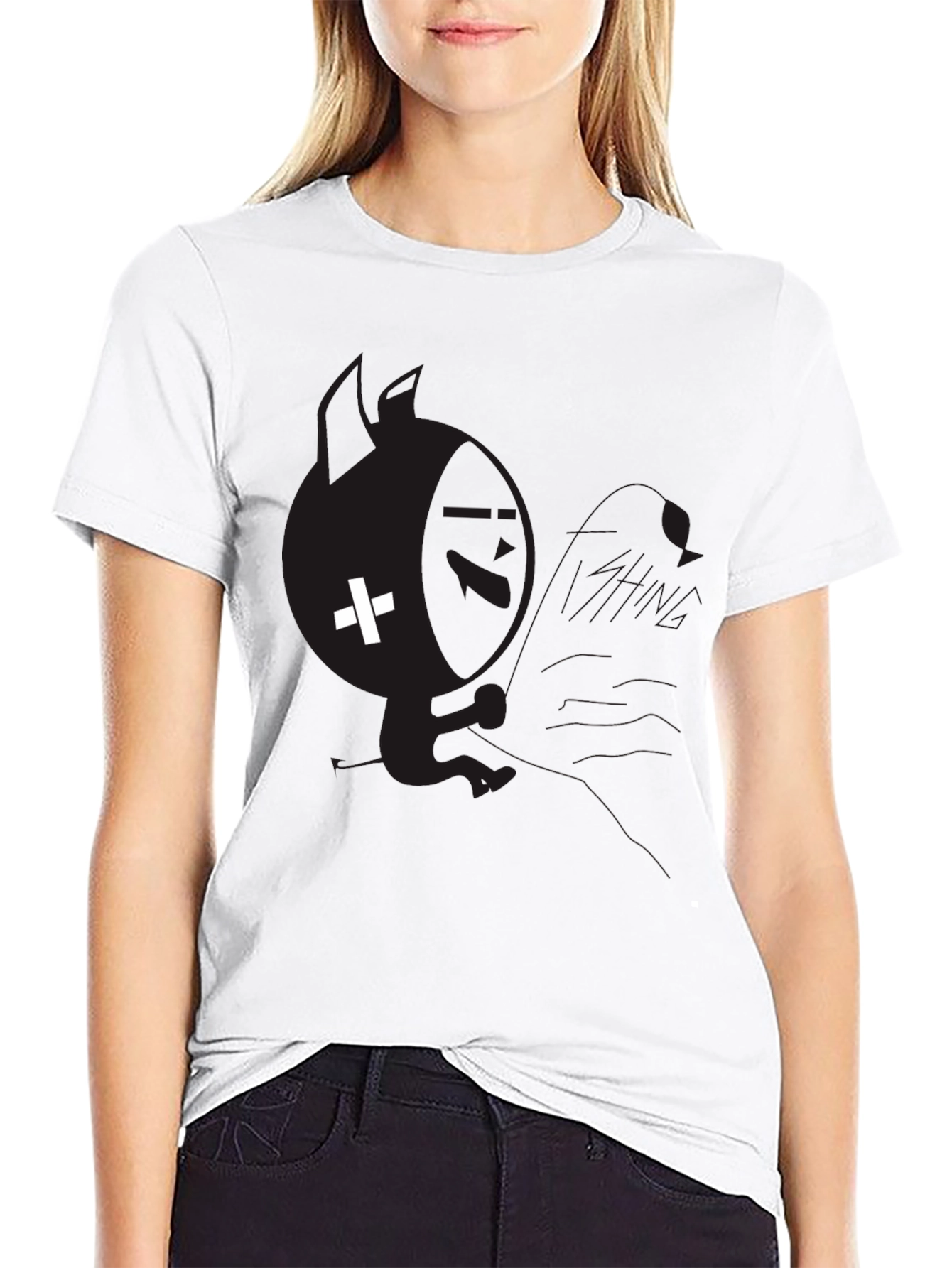 Mens Black Graphic T-Shirt with White Plus Design