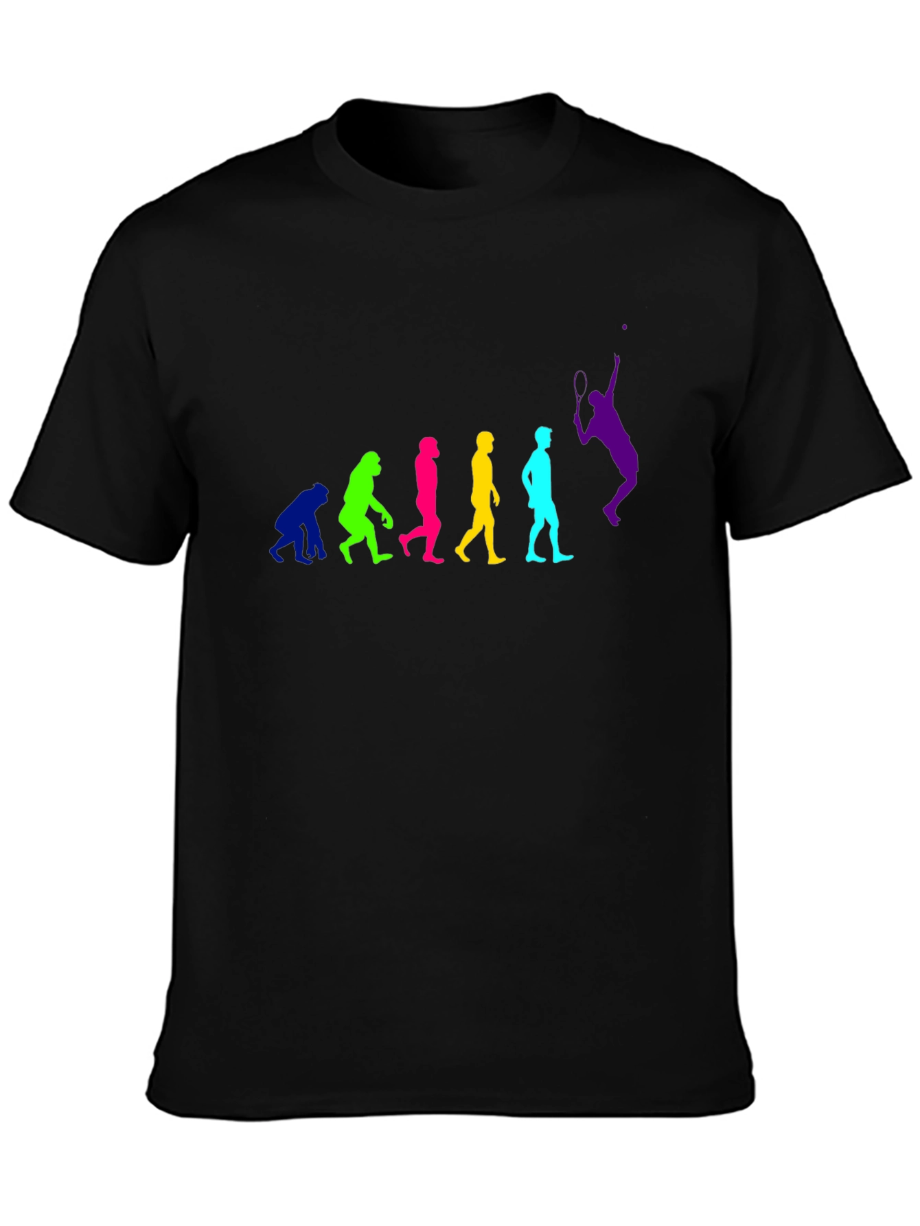 Evolution of Tennis Player Graphic Tee - Black Cotton