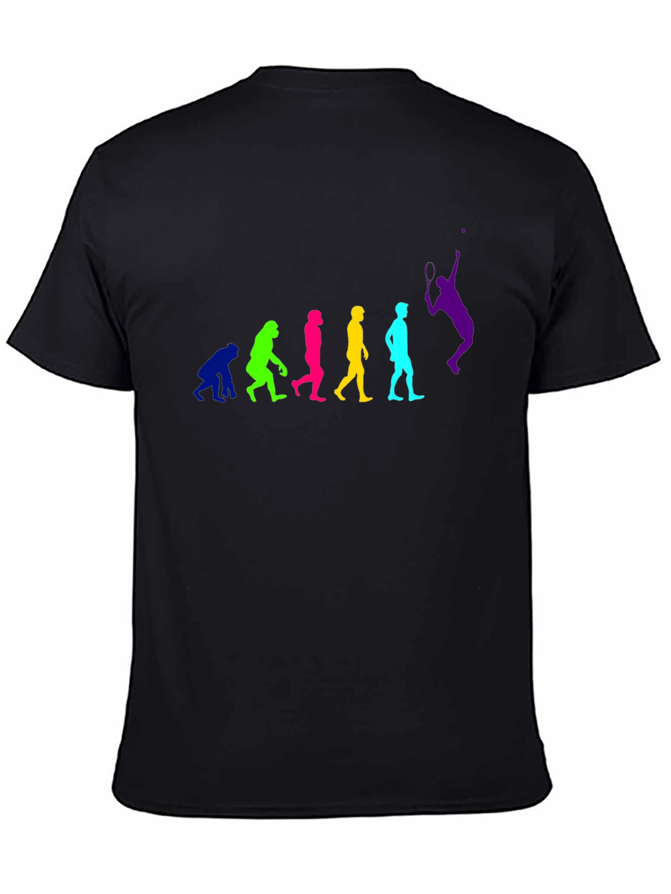 Evolution of Tennis Player Graphic Tee - Black Cotton