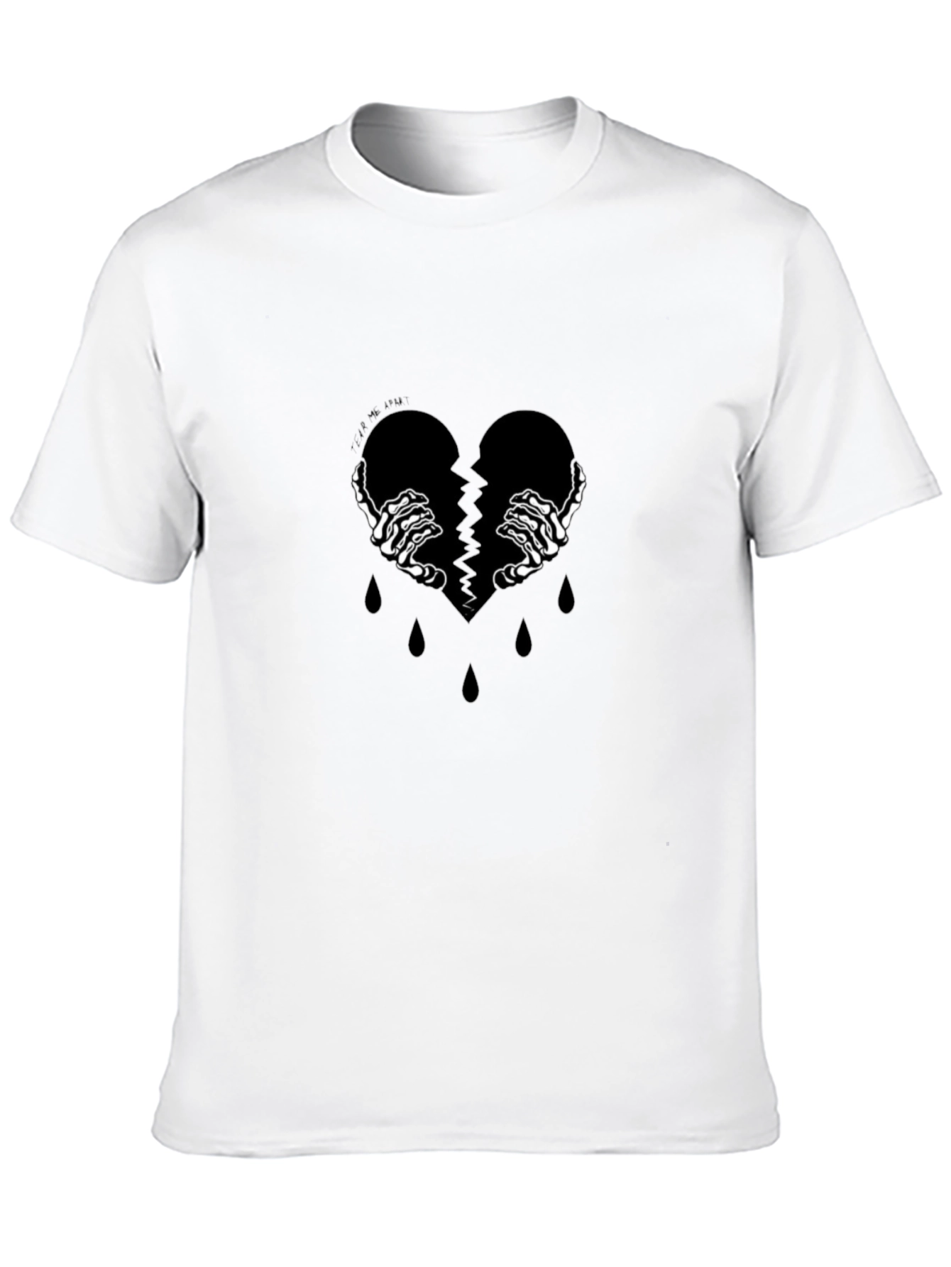 Broken Heart Skeleton Hand Graphic Tee - Black