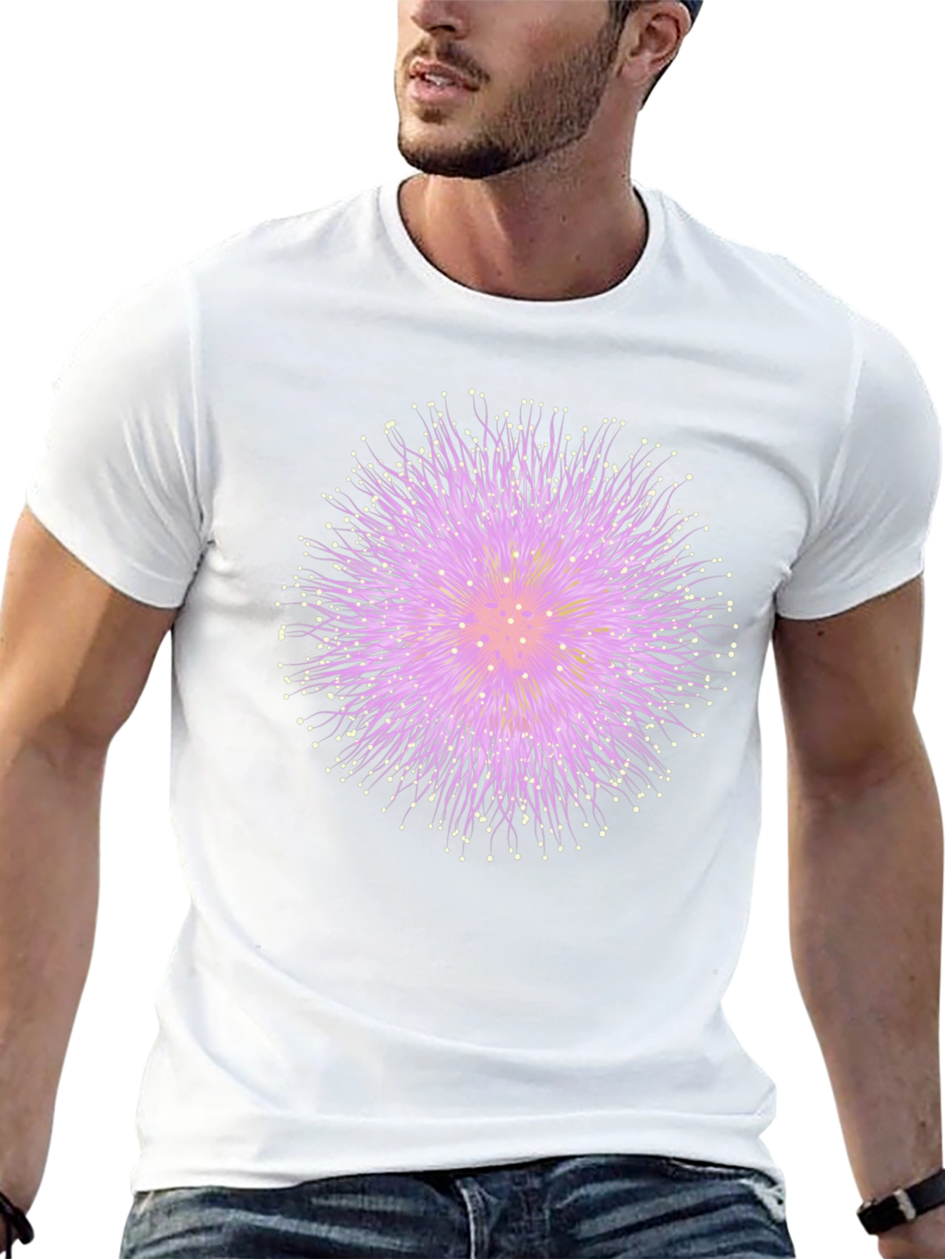 Abstract Floral Graphic Tee - Black Cotton T-Shirt
