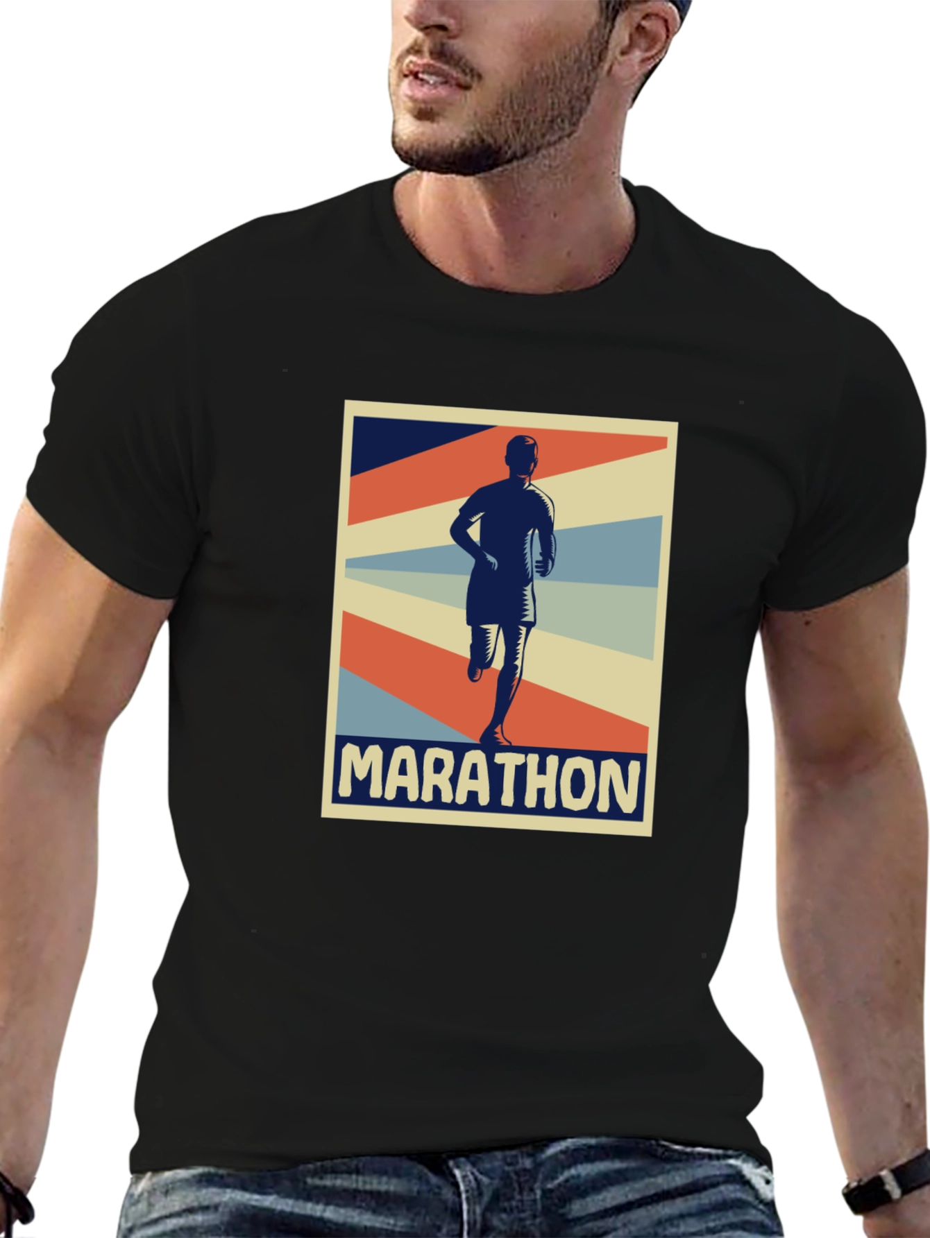 Marathon Runner Graphic Tee - Retro Style