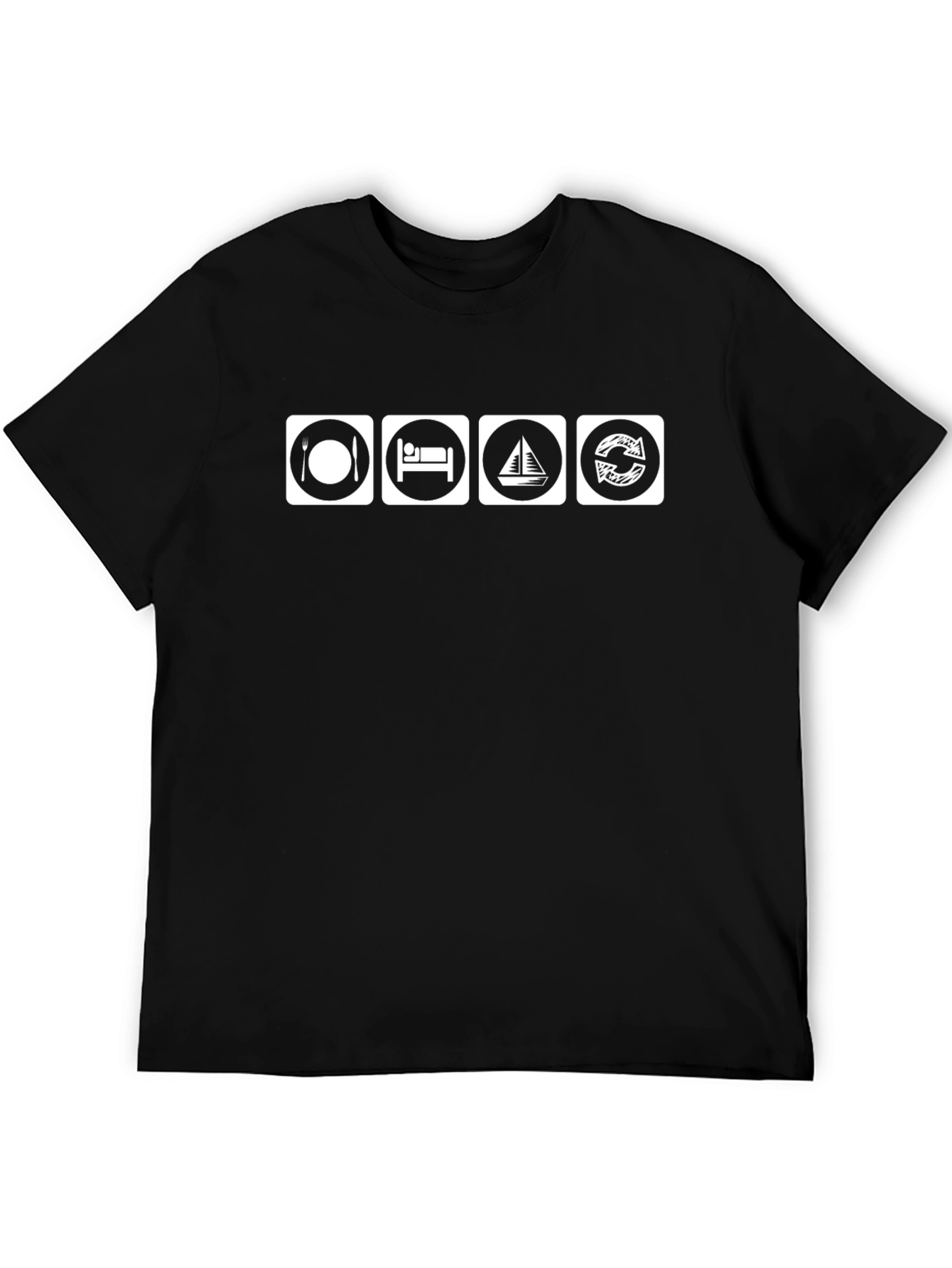Eat Sleep Sail Repeat Black T-Shirt