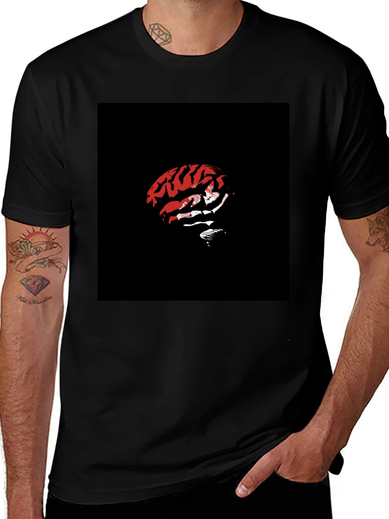 Brain Graphic Black Tee - Stylish and Edgy