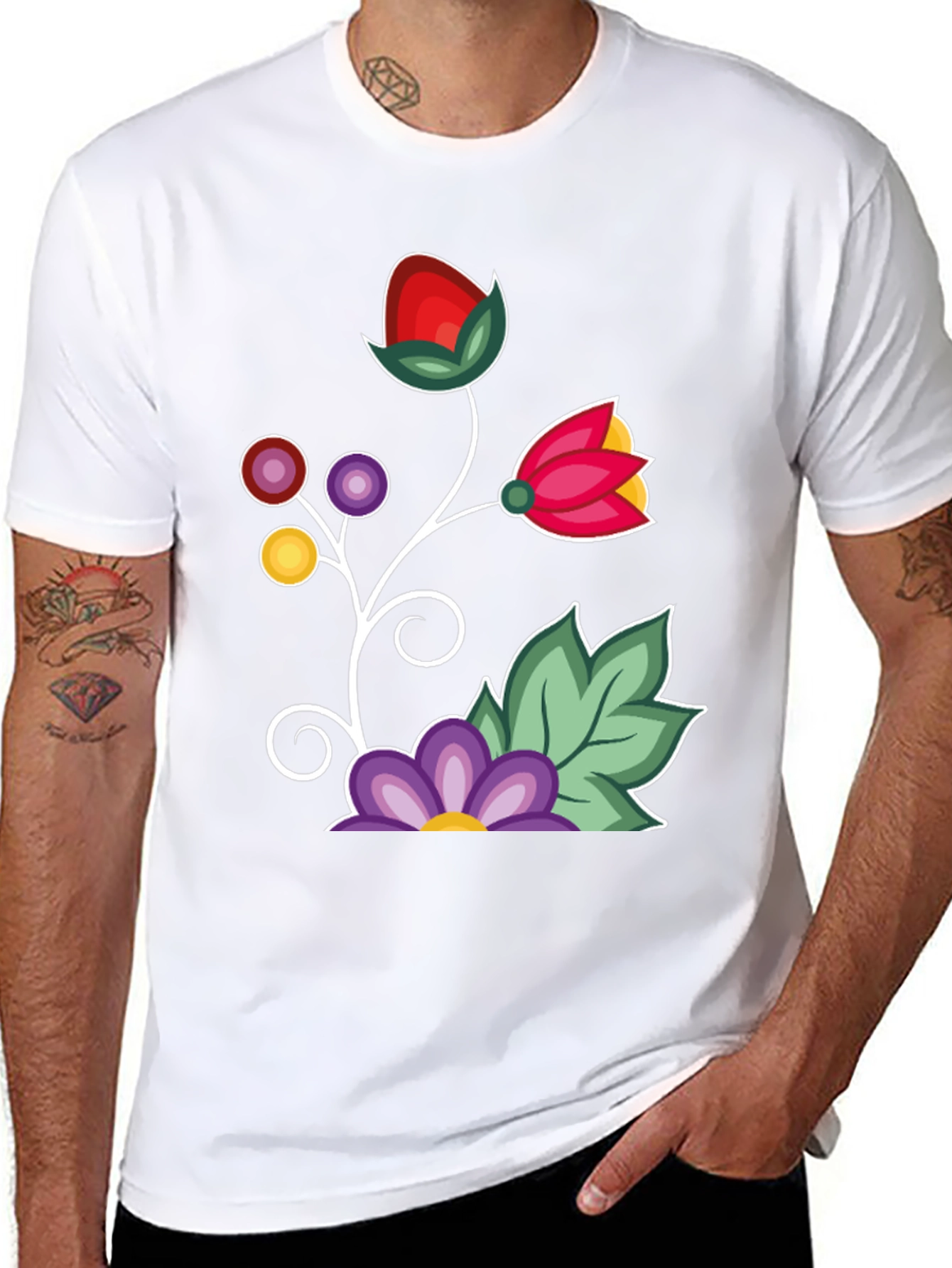 Floral Graphic T-Shirt - Black Casual Tee