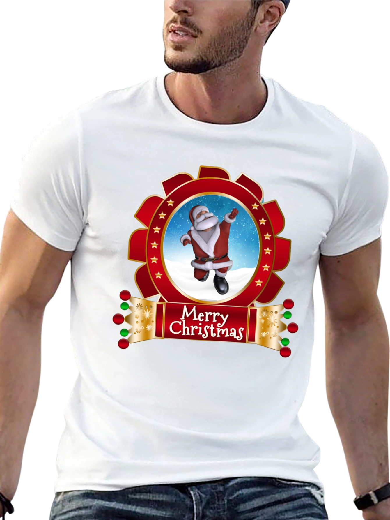 Merry Christmas Santa Black T-Shirt
