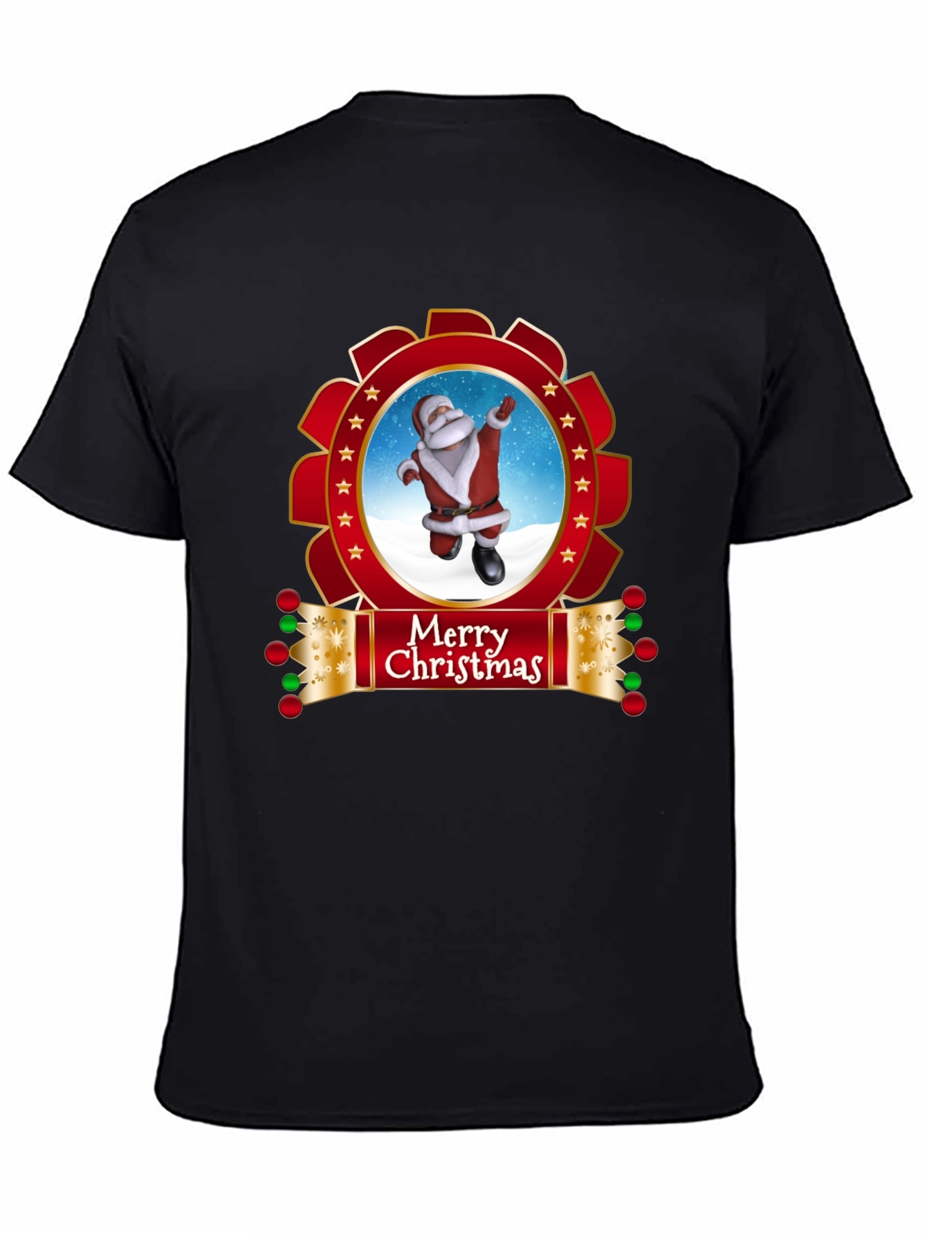 Merry Christmas Santa Black T-Shirt