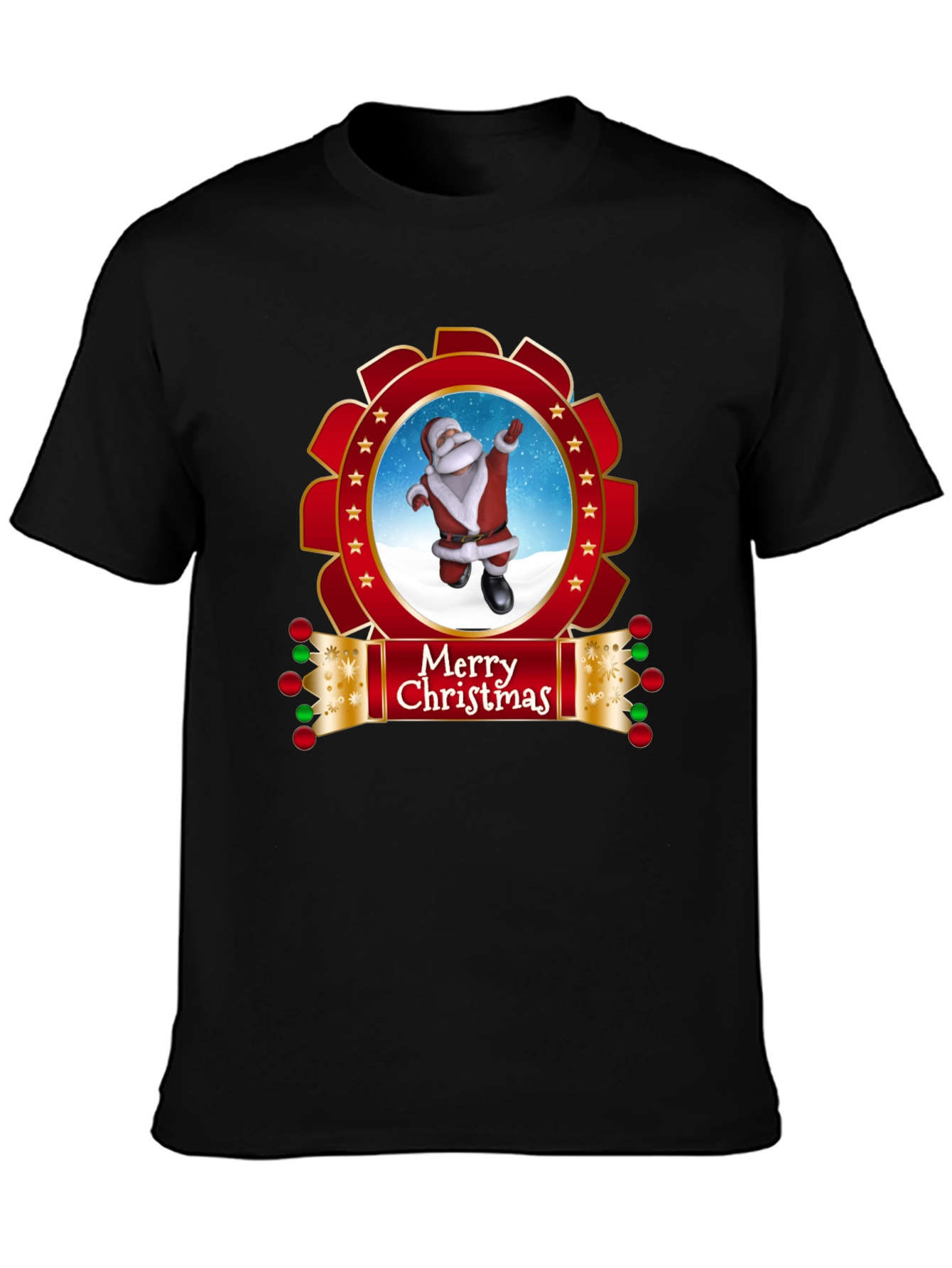 Merry Christmas Santa Black T-Shirt