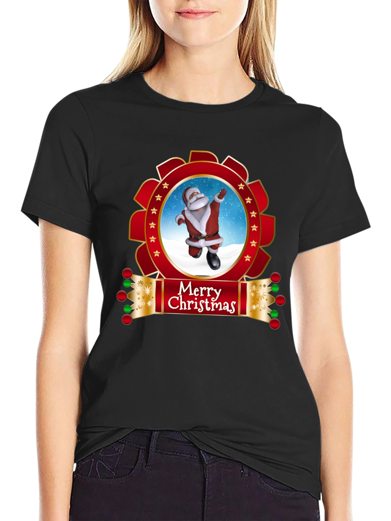 Merry Christmas Santa Black T-Shirt