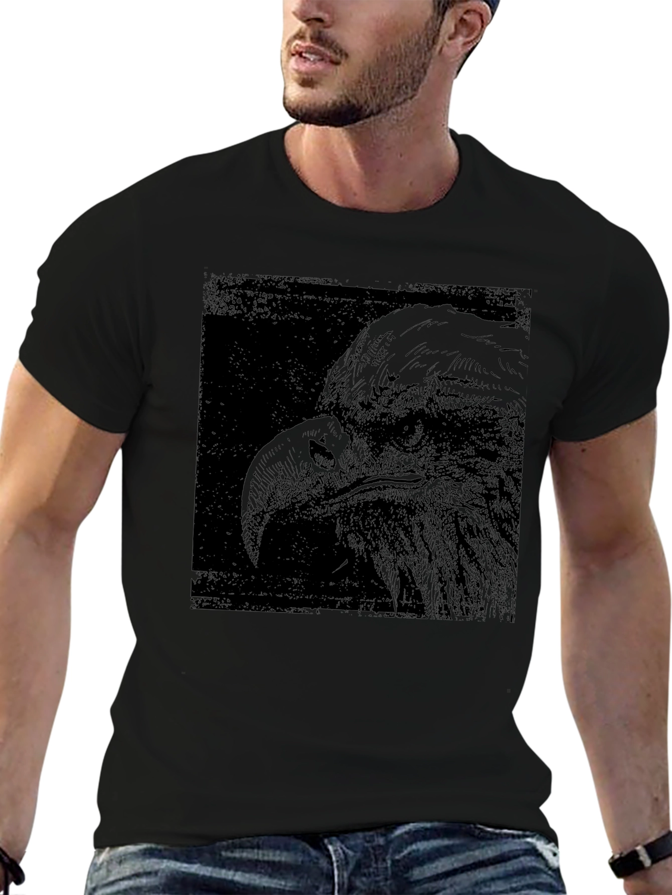 Eagle Graphic Print Black T-Shirt