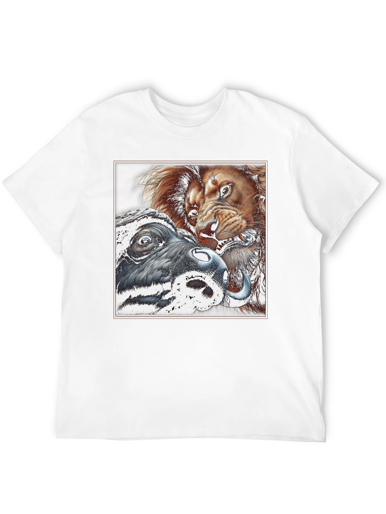 Lion vs Buffalo Graphic Tee - Black