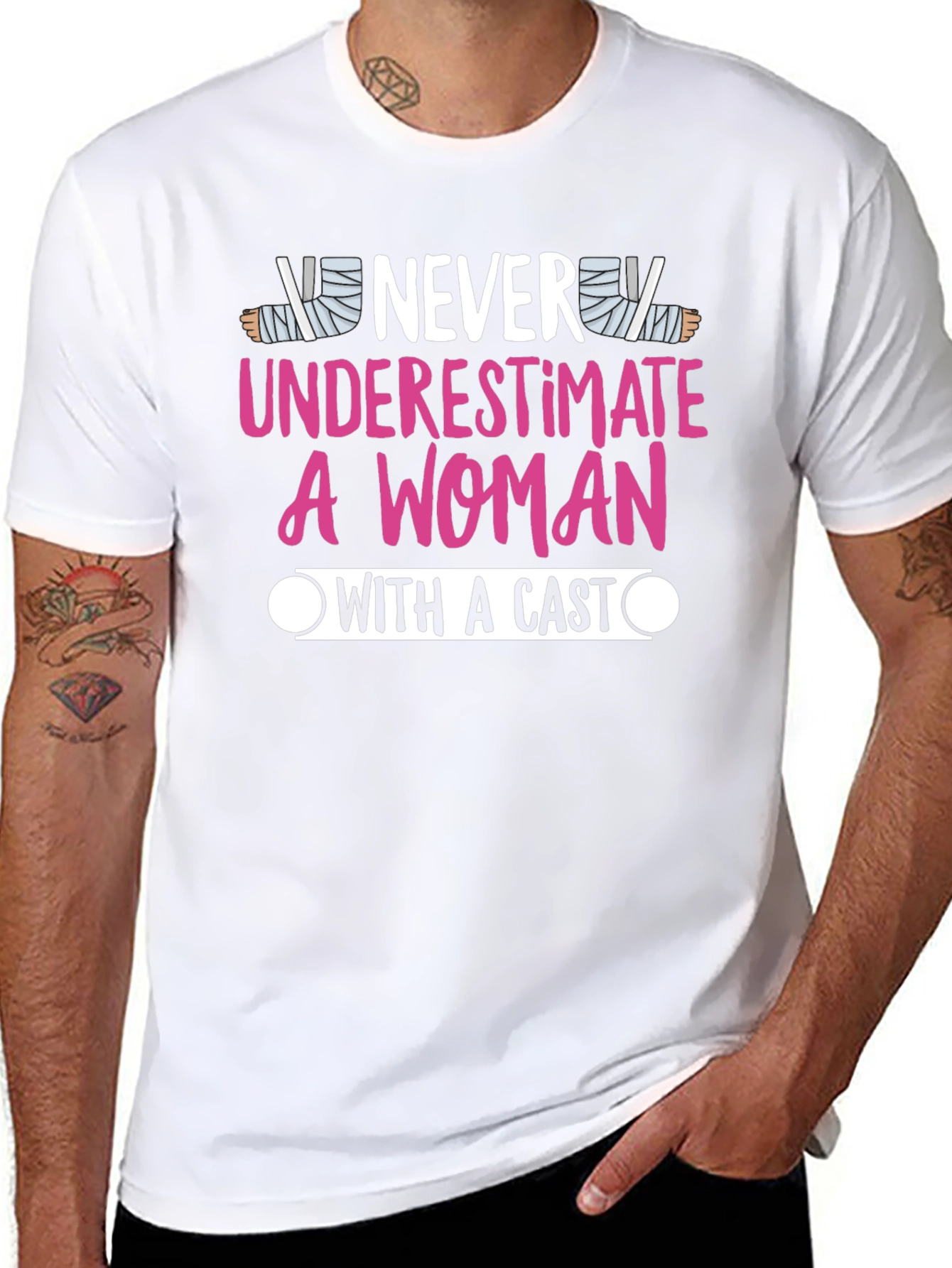 Never Underestimate A Woman With A Cast T-Shirt