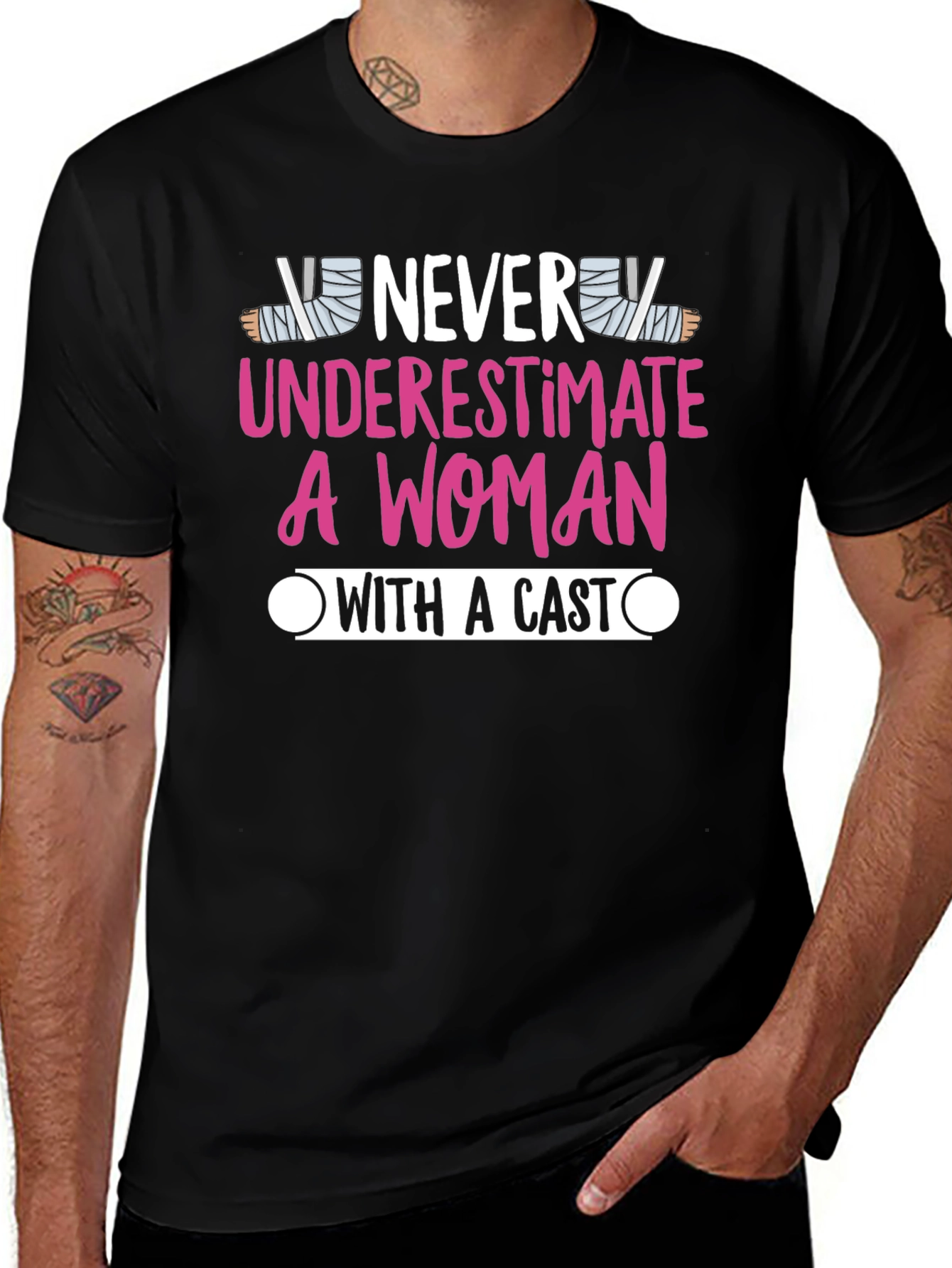 Never Underestimate A Woman With A Cast T-Shirt