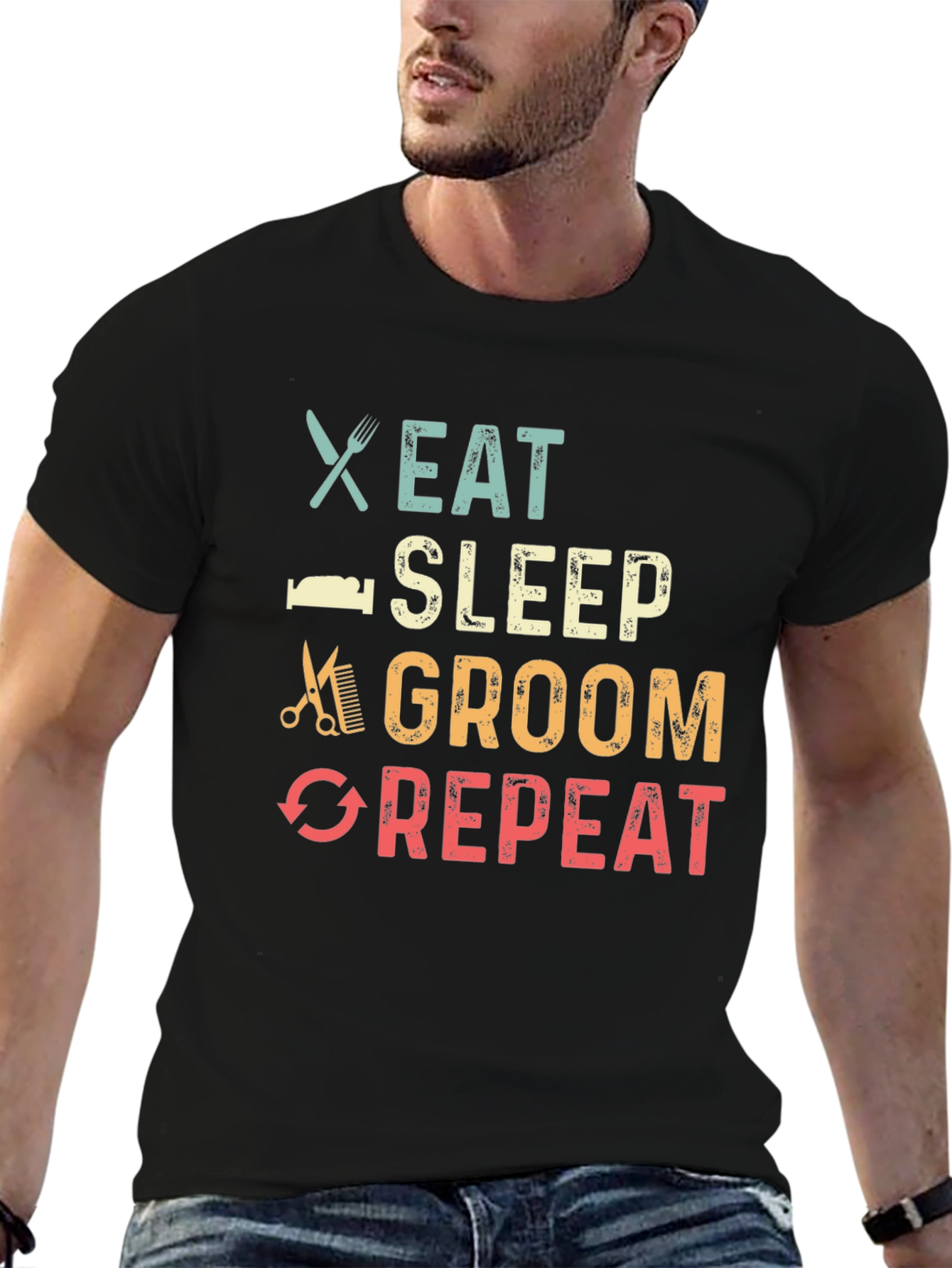 Eat Sleep Groom Repeat Graphic Tee