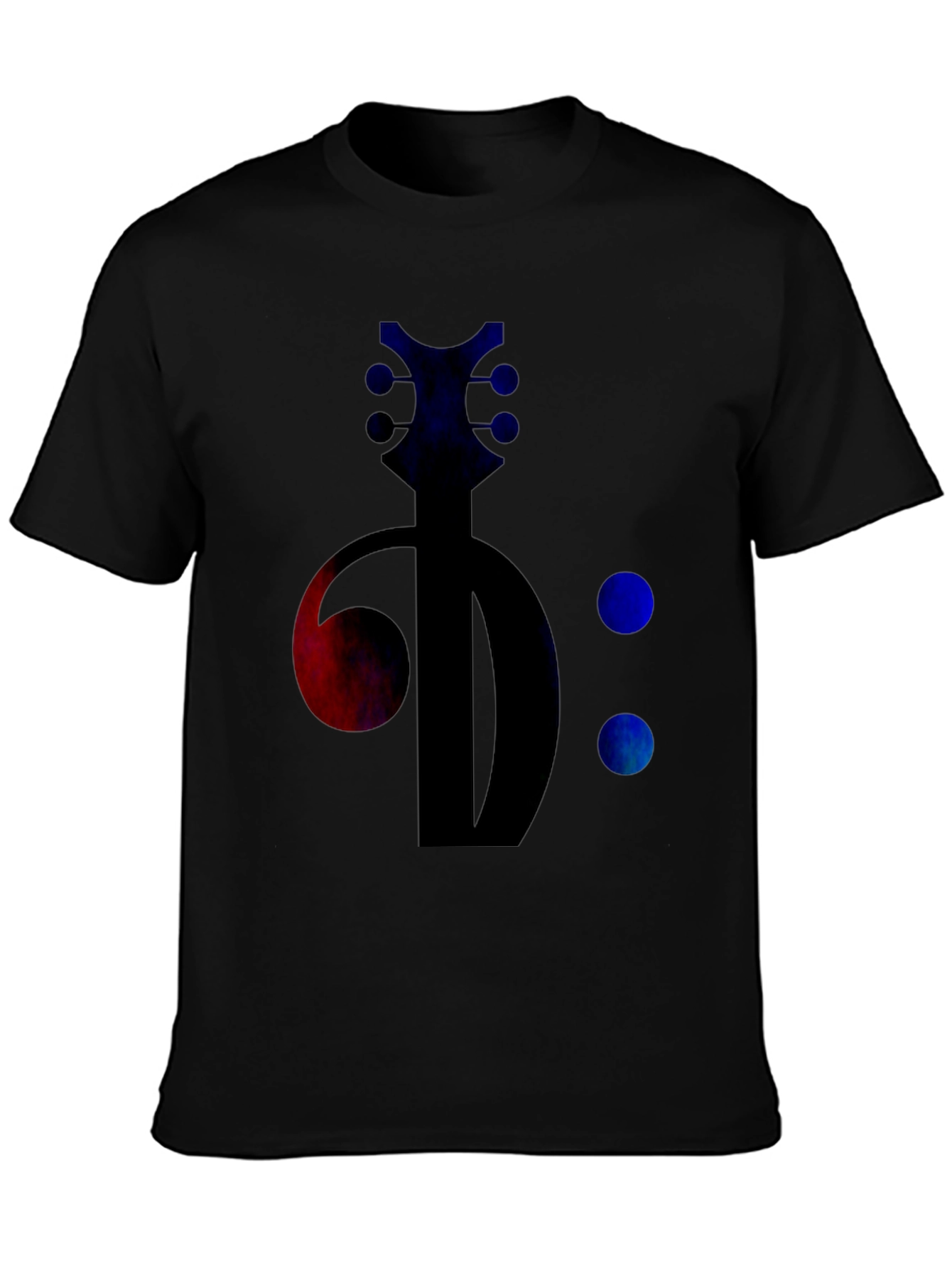Bass Clef Guitar Tee - Music Lovers Black T-Shirt