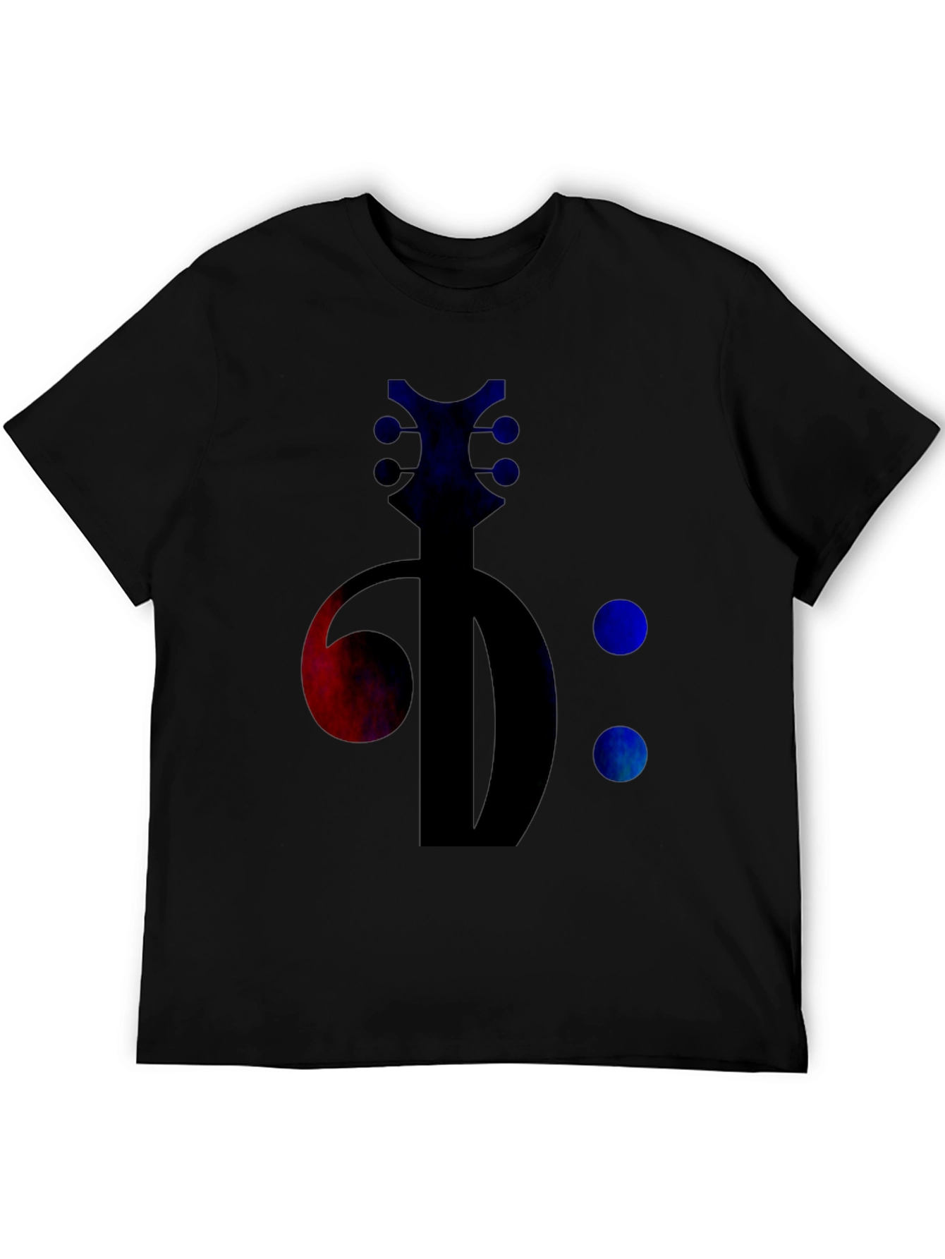 Bass Clef Guitar Tee - Music Lovers Black T-Shirt