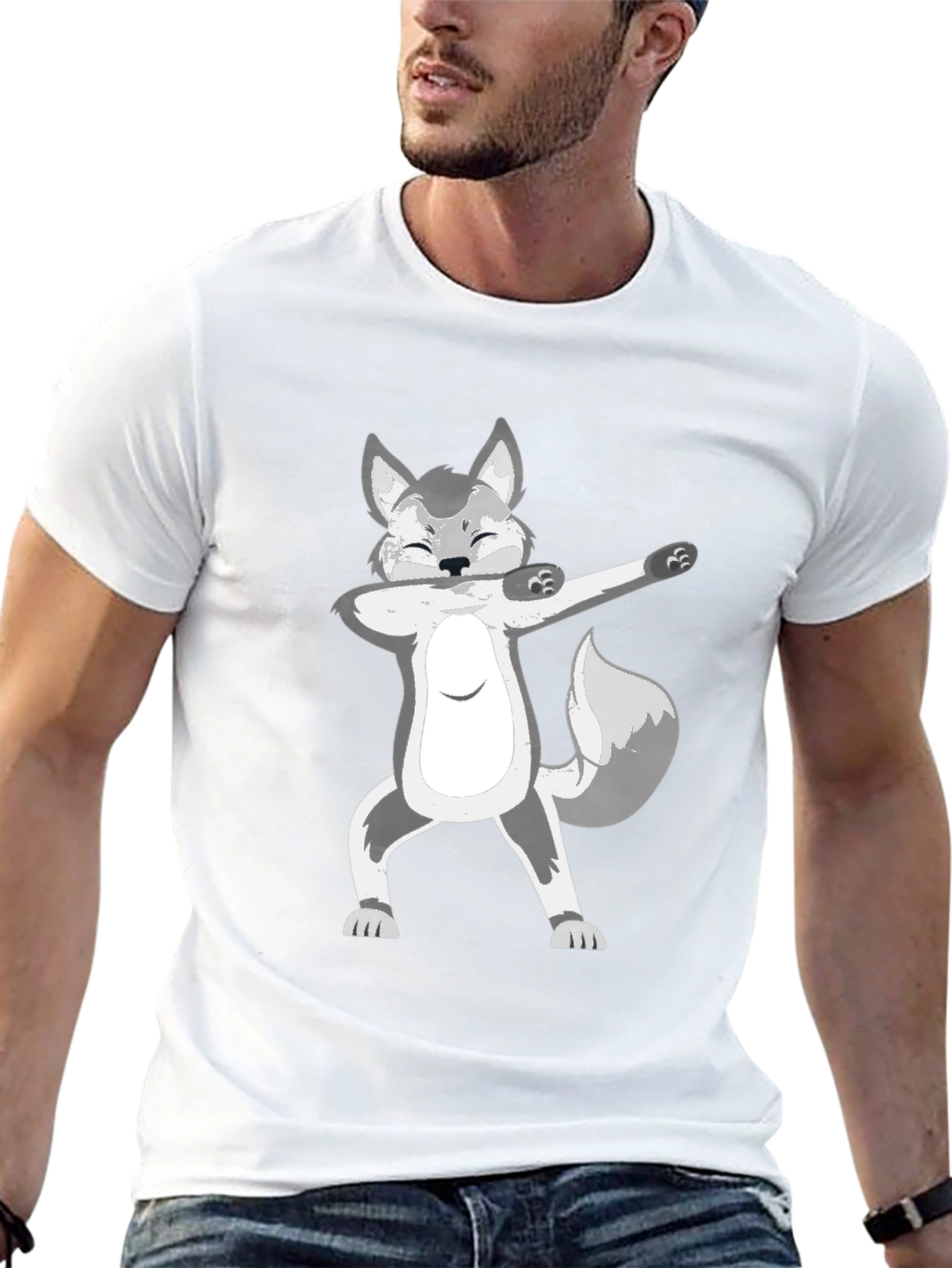 Dabbing Wolf Graphic T-Shirt