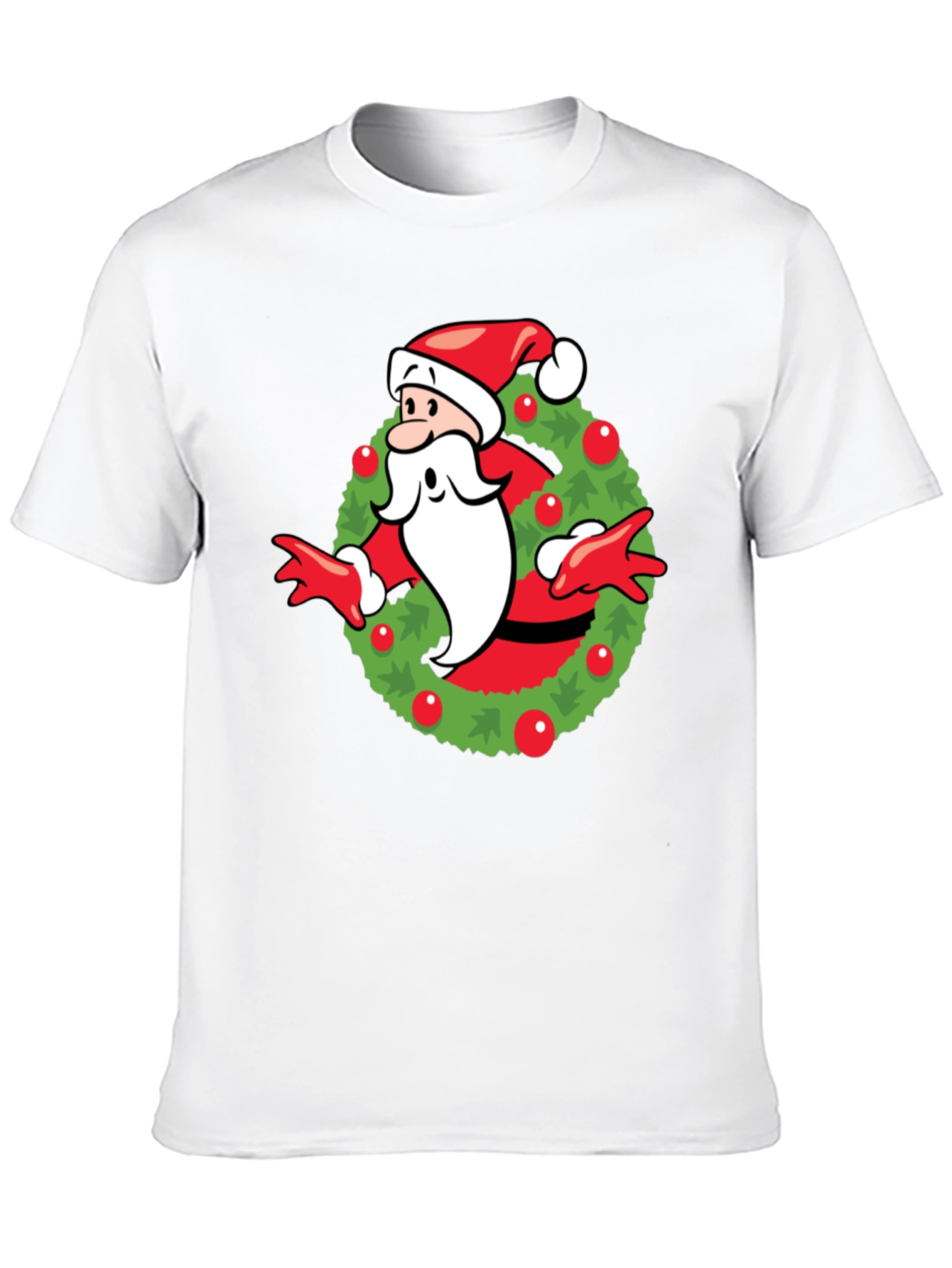 Festive Santa Wreath Graphic T-Shirt