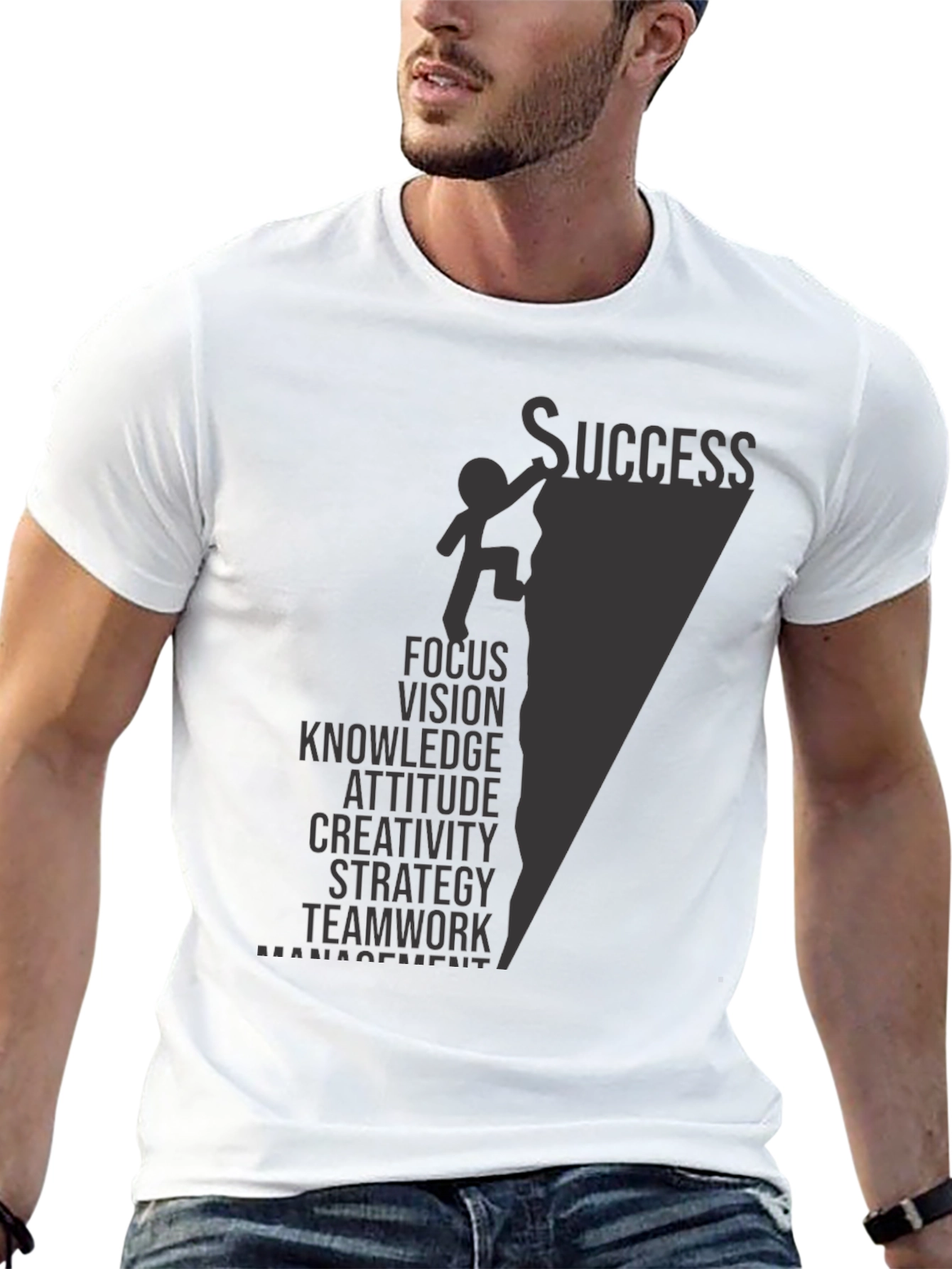 Success Climb Black Graphic Tee for Men