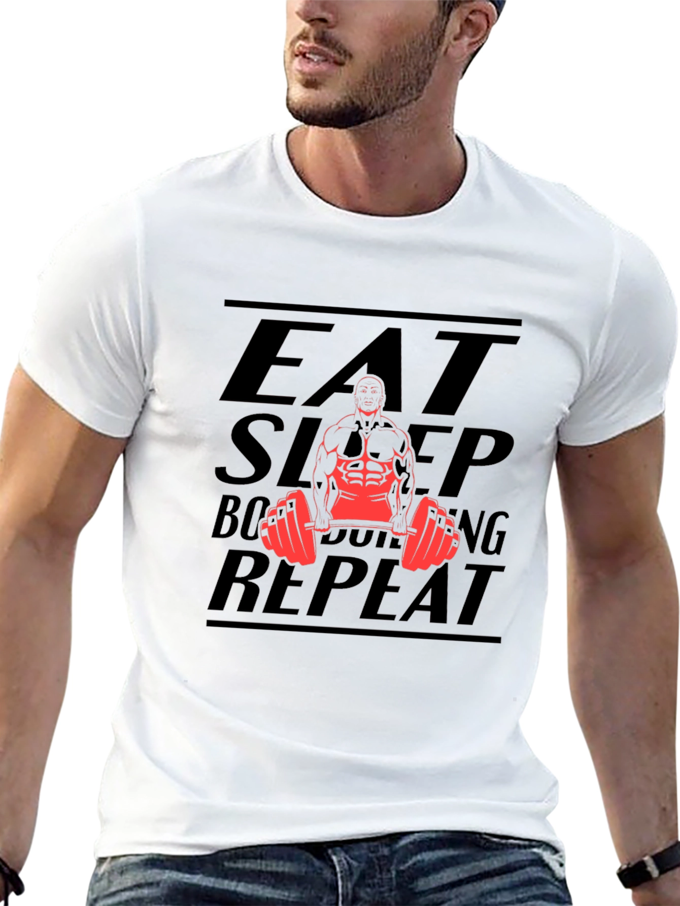 Eat Sleep Bodybuilding Repeat Black T-Shirt