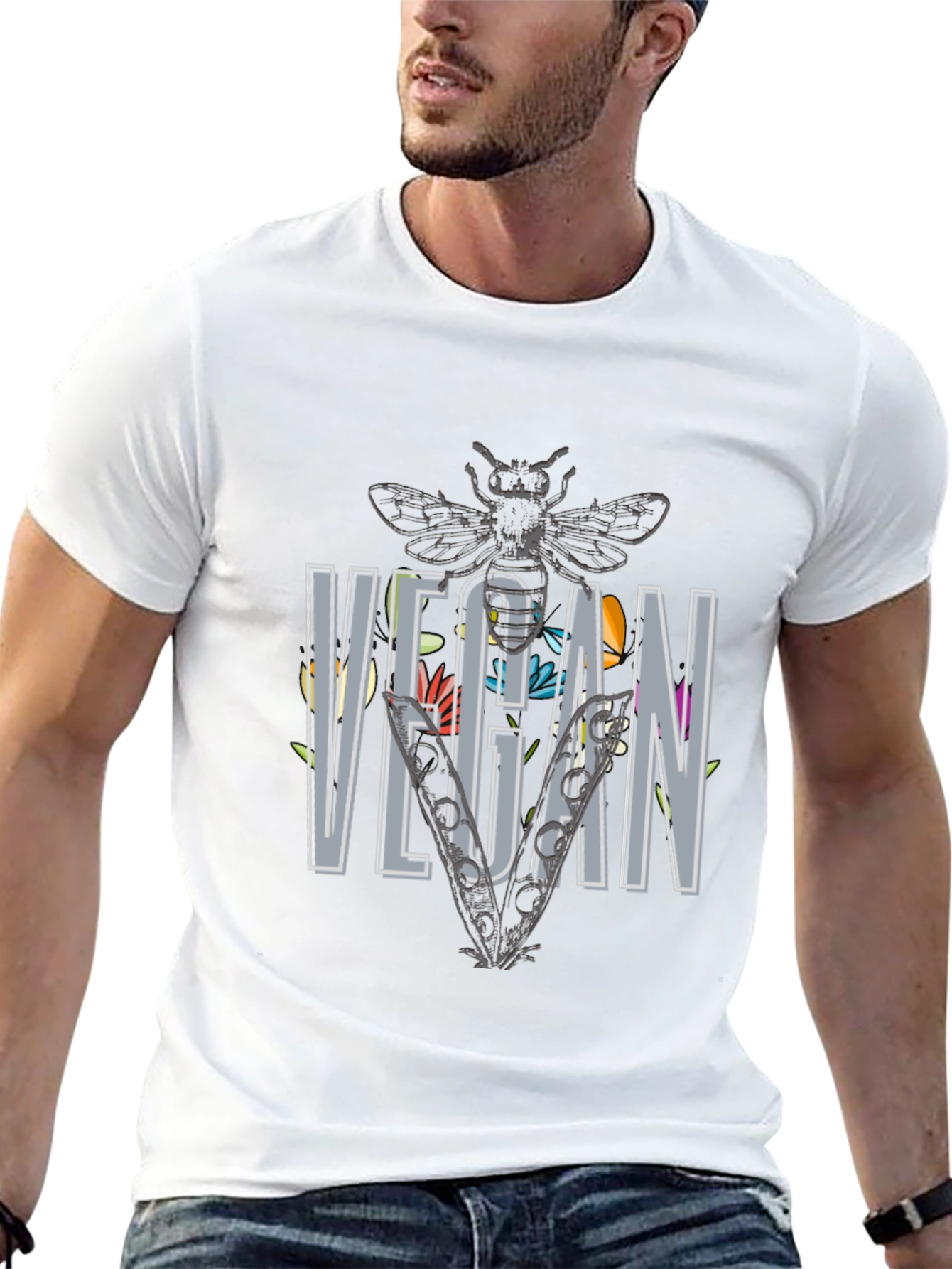 Floral Vegan Bee T-Shirt - Unisex