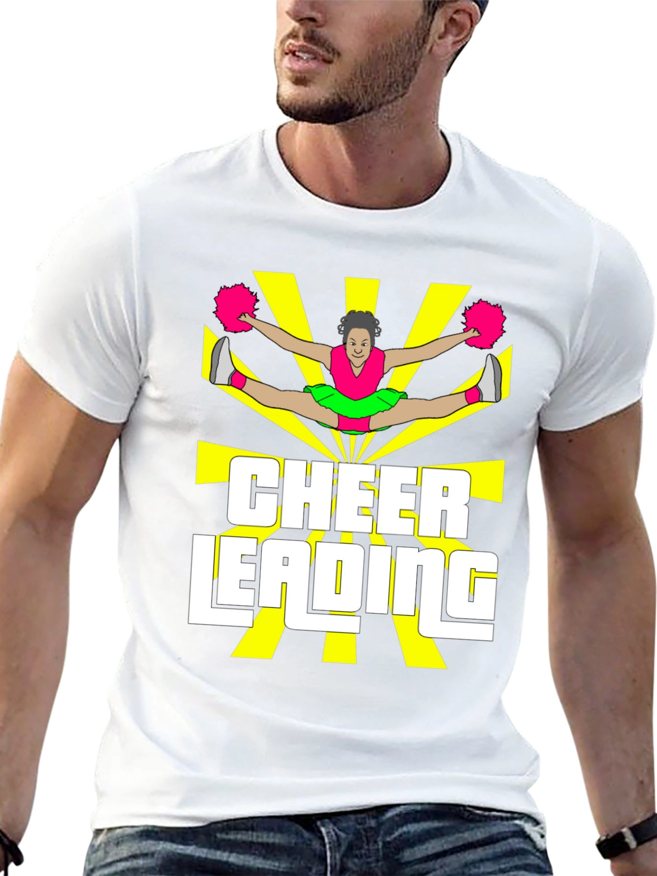 Cheerleading Graphic Tee - Black Cotton T-Shirt