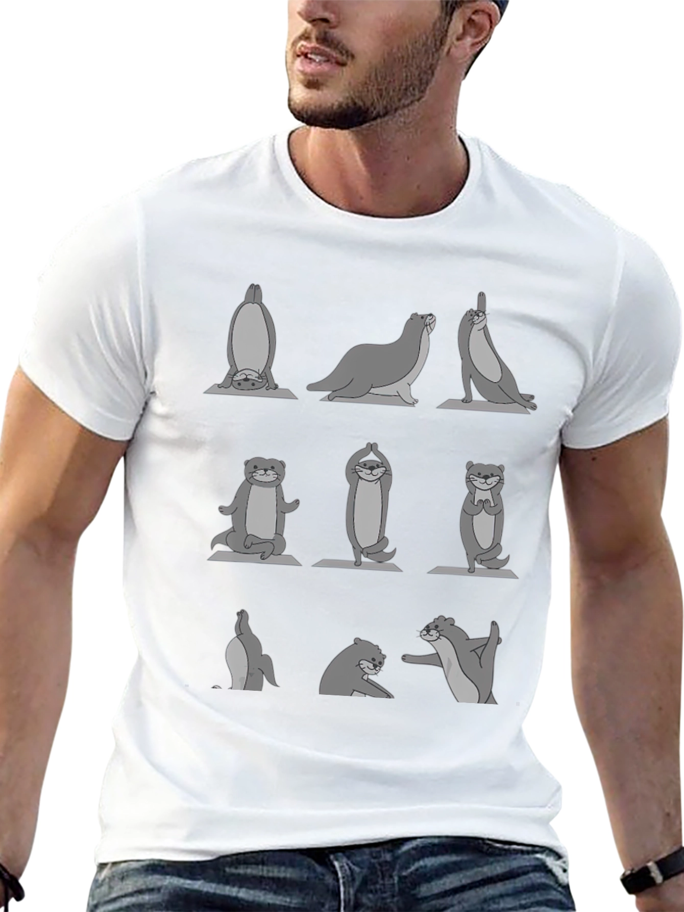 Yoga Otter Black T-Shirt - Relaxed Fit