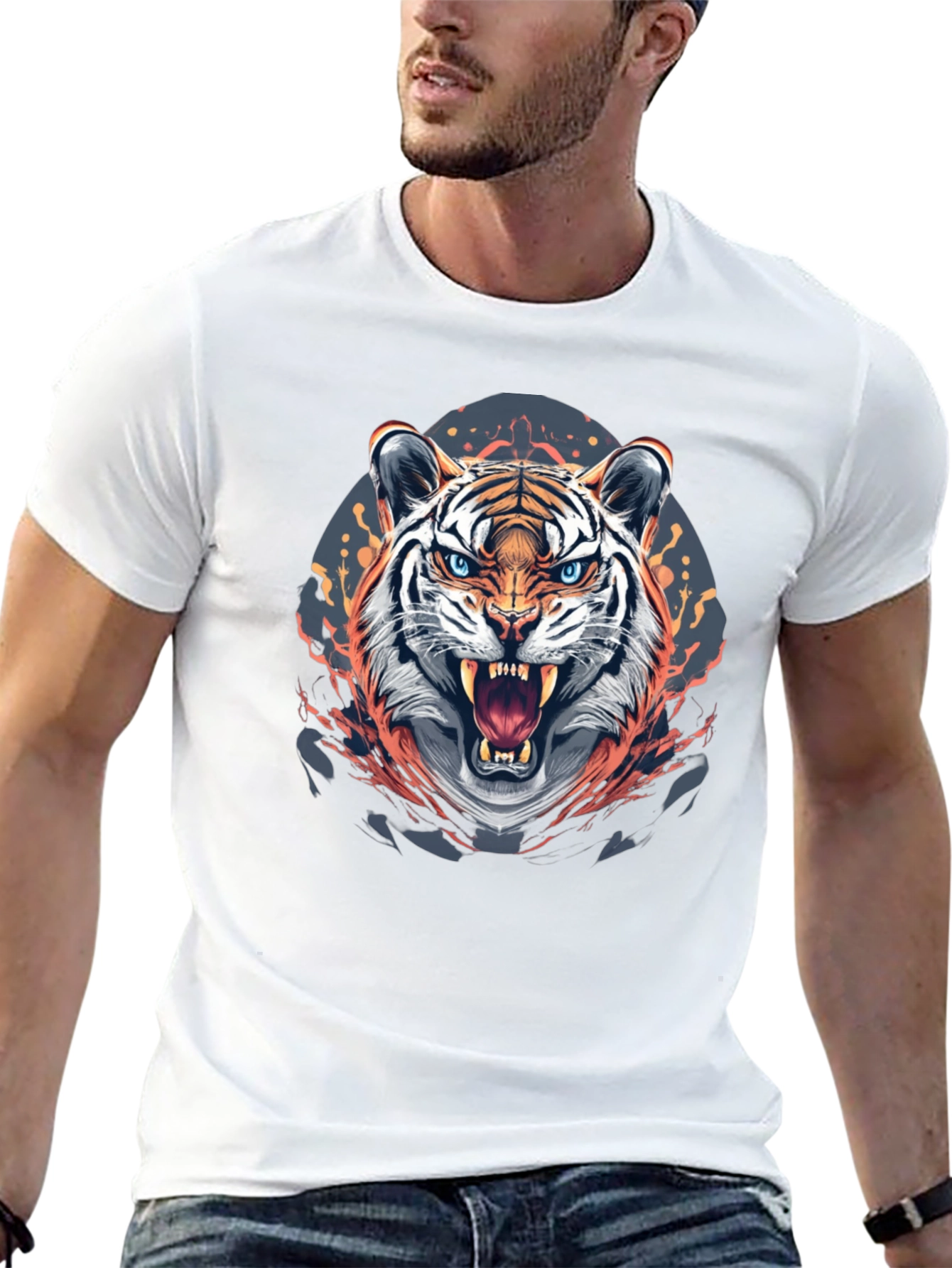 Fierce Tiger Graphic Print Black T-Shirt