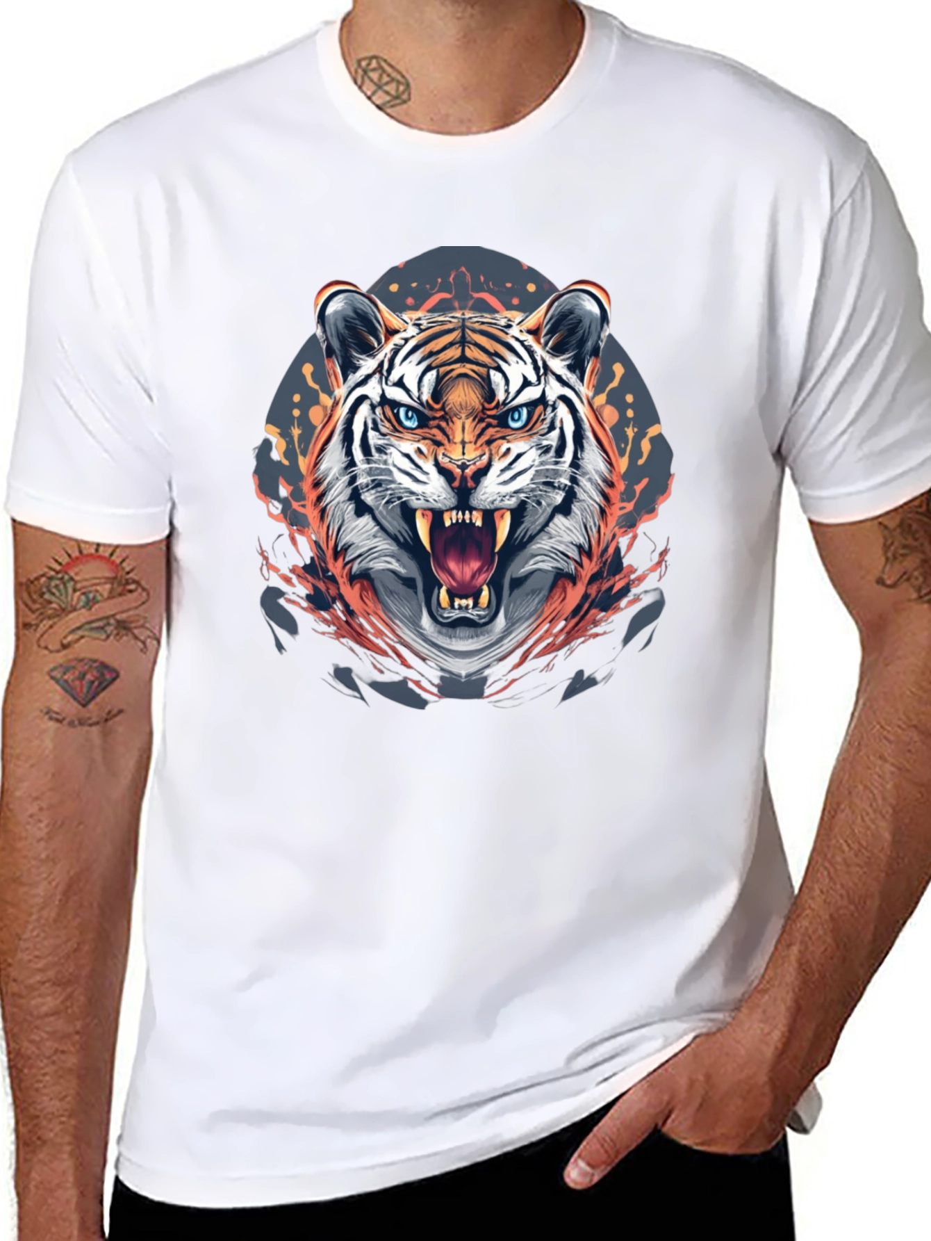 Fierce Tiger Graphic Print Black T-Shirt