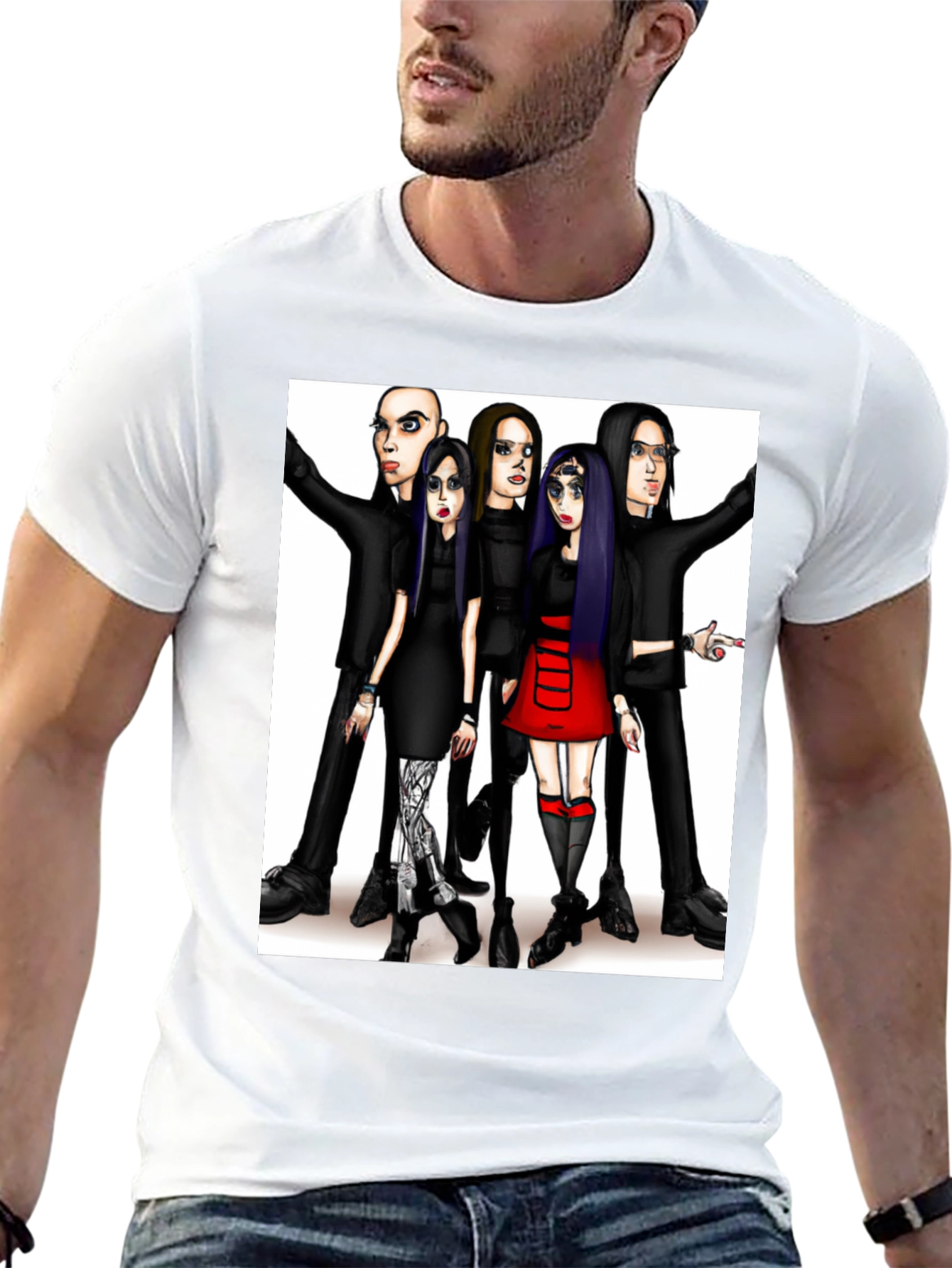 Cartoon Band Black T-Shirt