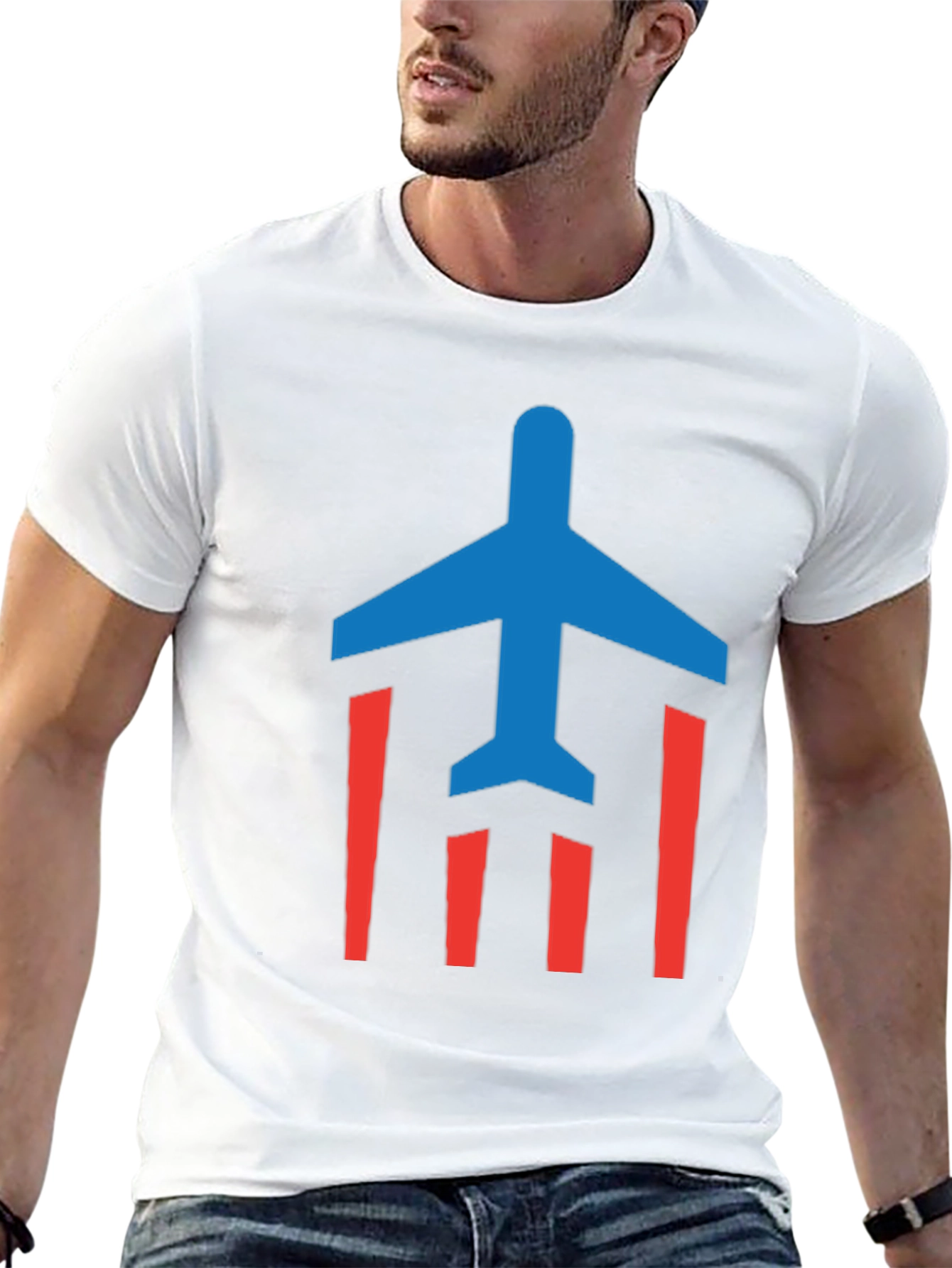 Airplane Graphic T-Shirt - Patriotic Design