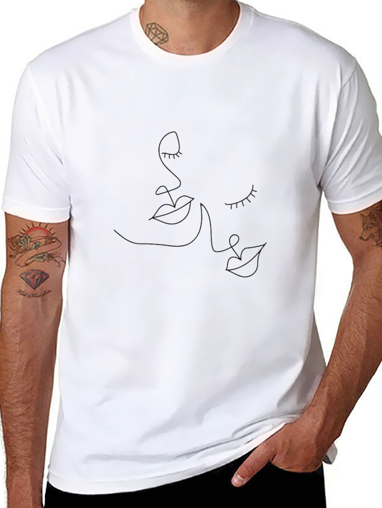 Minimalist Line Art Black T-Shirt