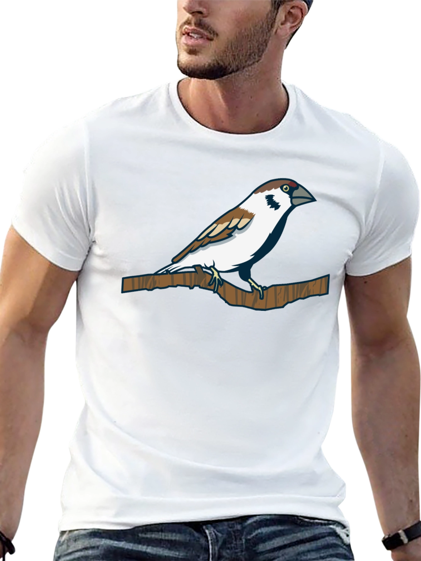 Sparrow Graphic Tee - Nature Inspired Print