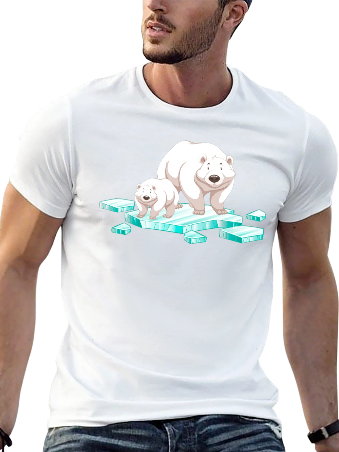 Polar Bear Family Graphic T-Shirt