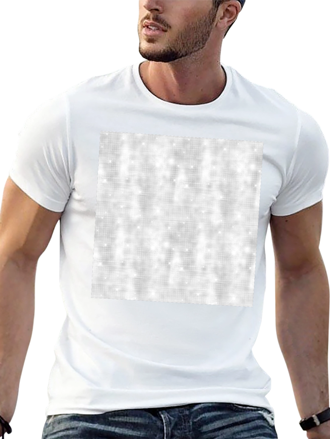 Mens Black T-Shirt with Abstract Square Design